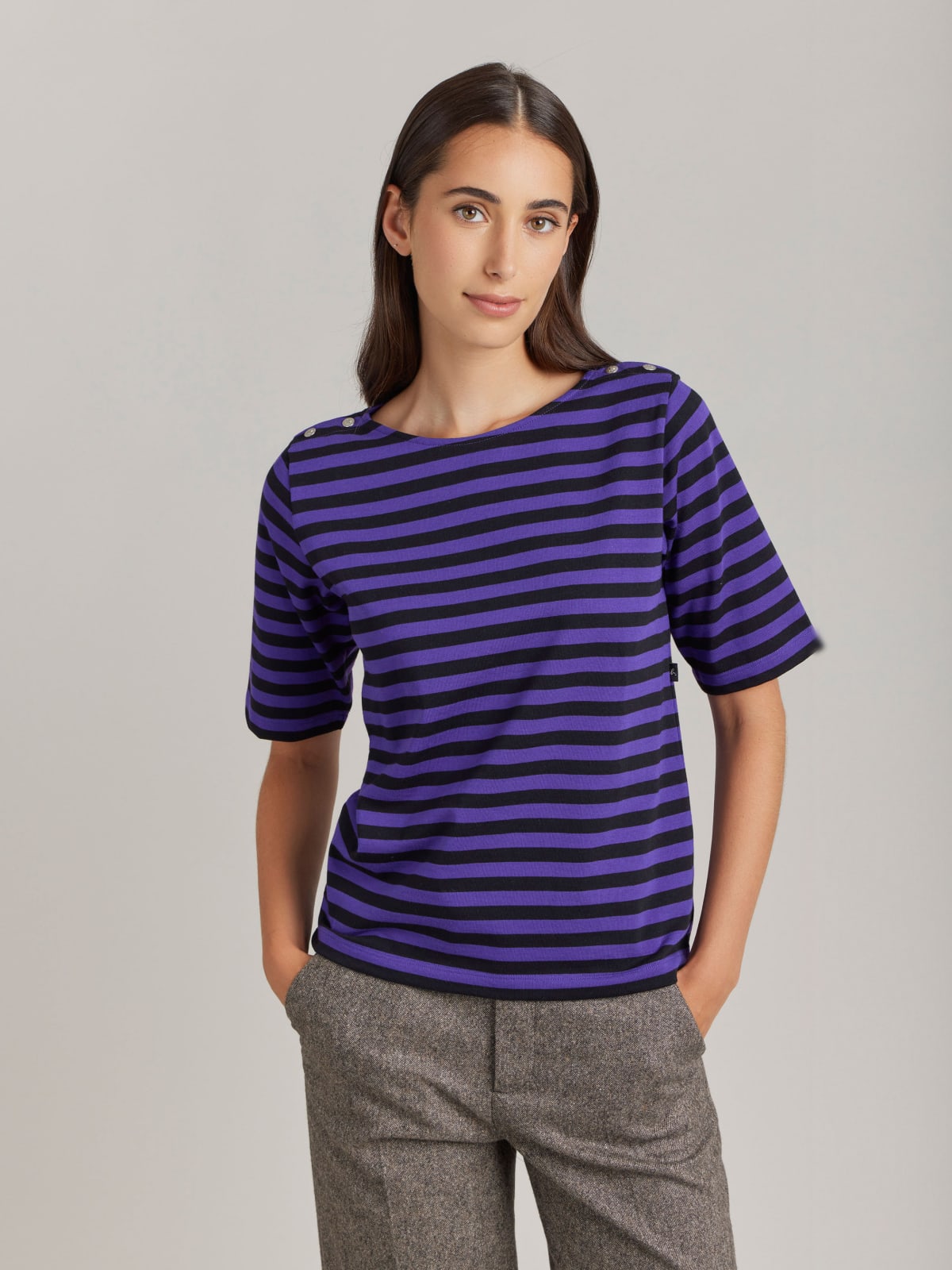 black cotton striped Cancale t-shirt