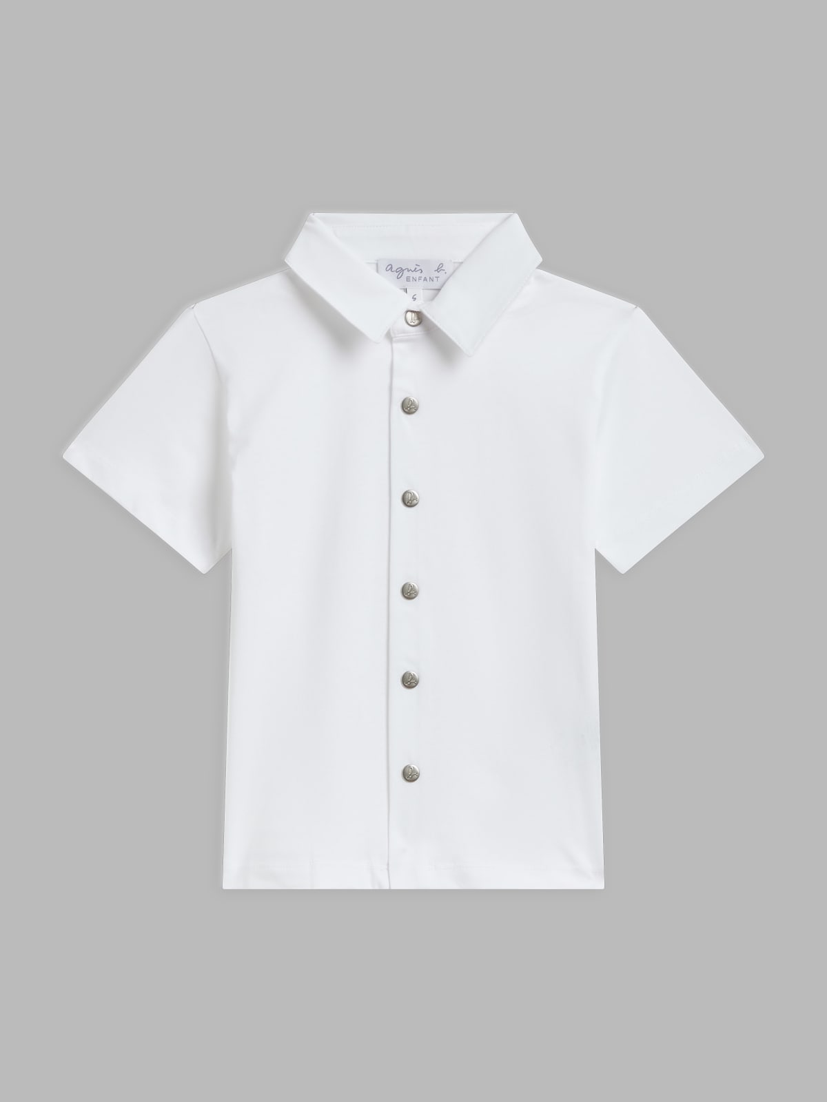 chemise manches courtes à pression en jersey de coton blanc