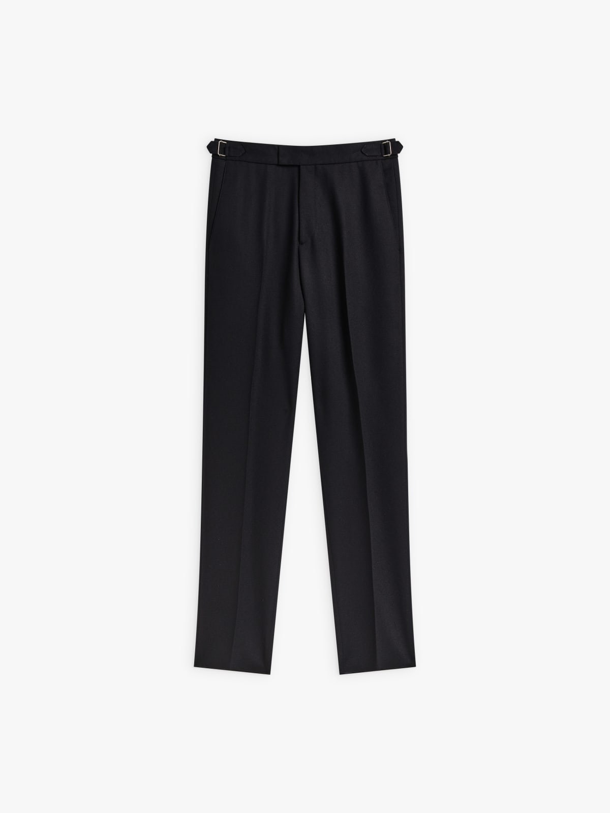 black wool gabardine trousers