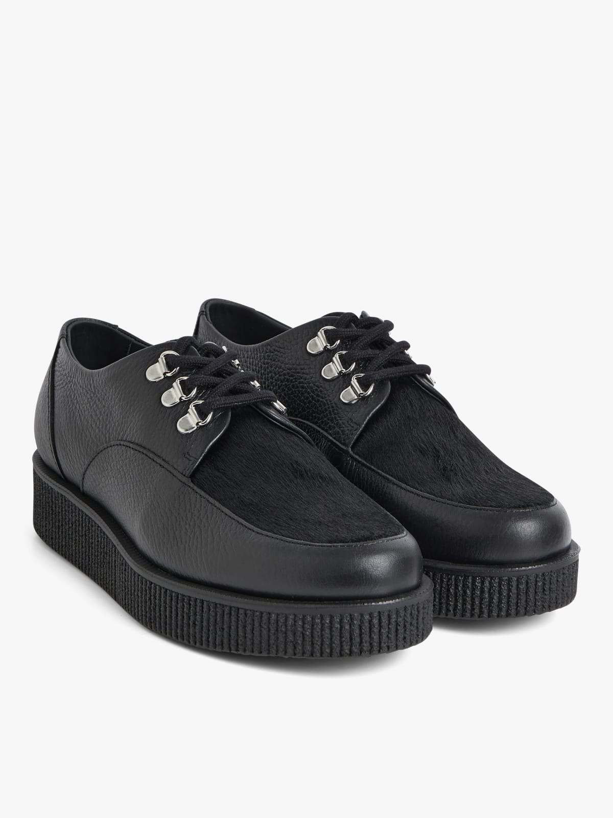 black Amy creepers cowhide leather