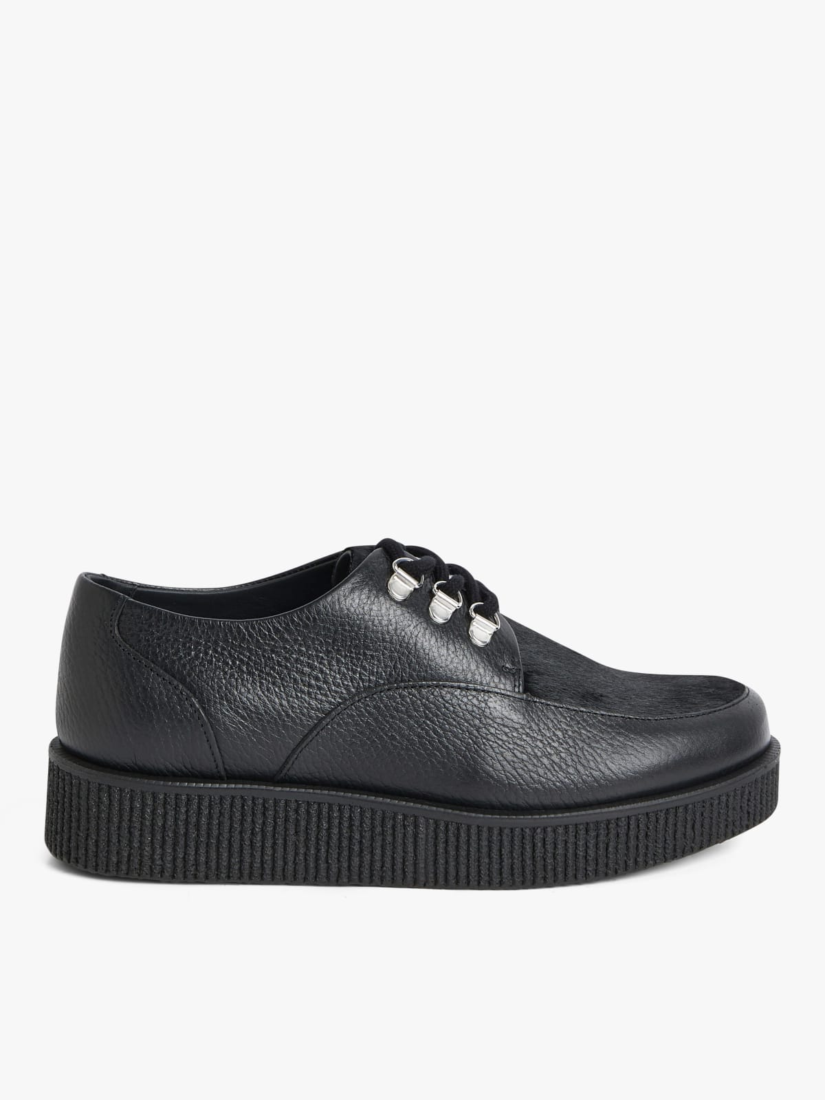 black Amy creepers cowhide leather