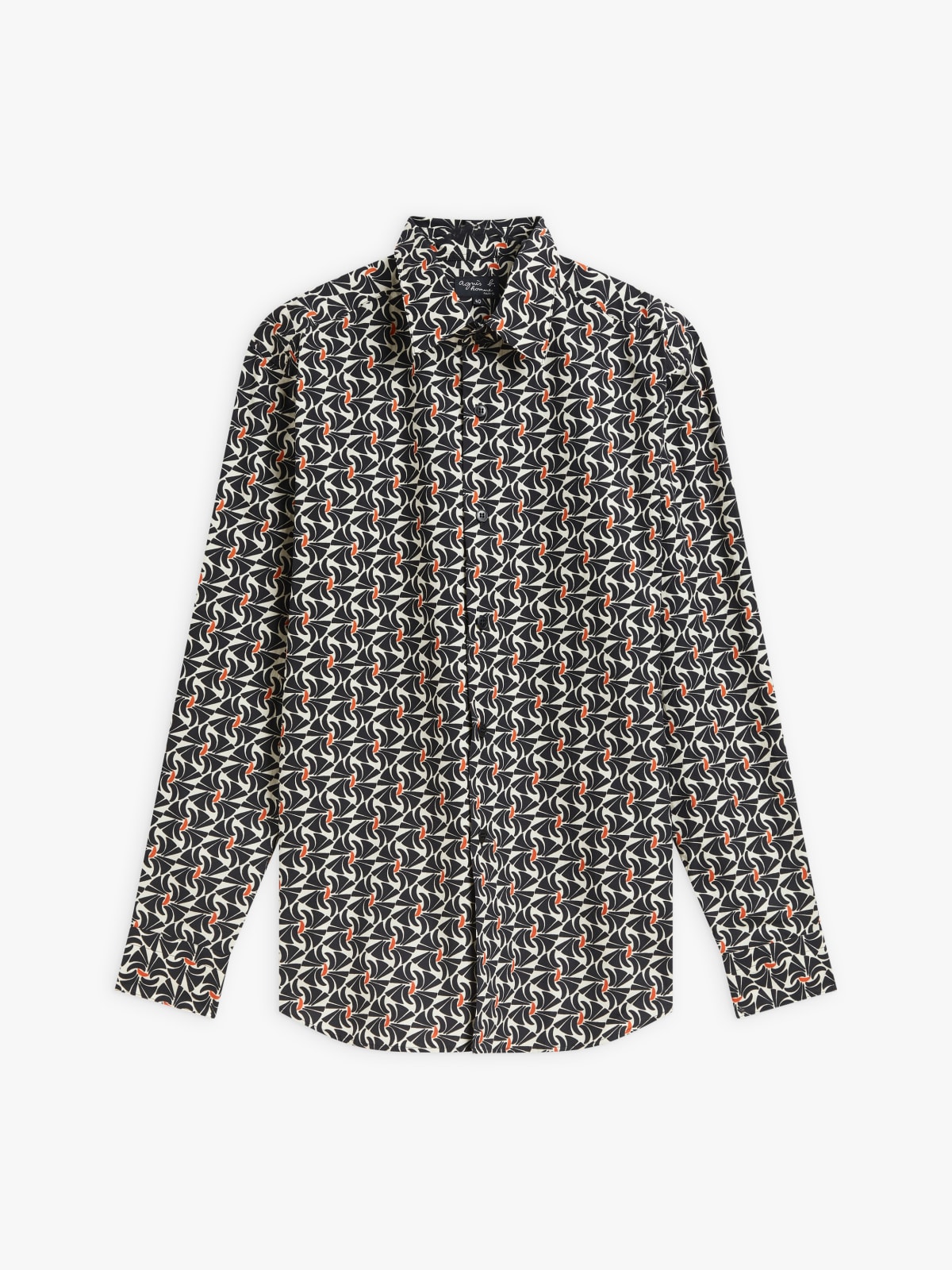 black Andy shirt cotton with geometric print