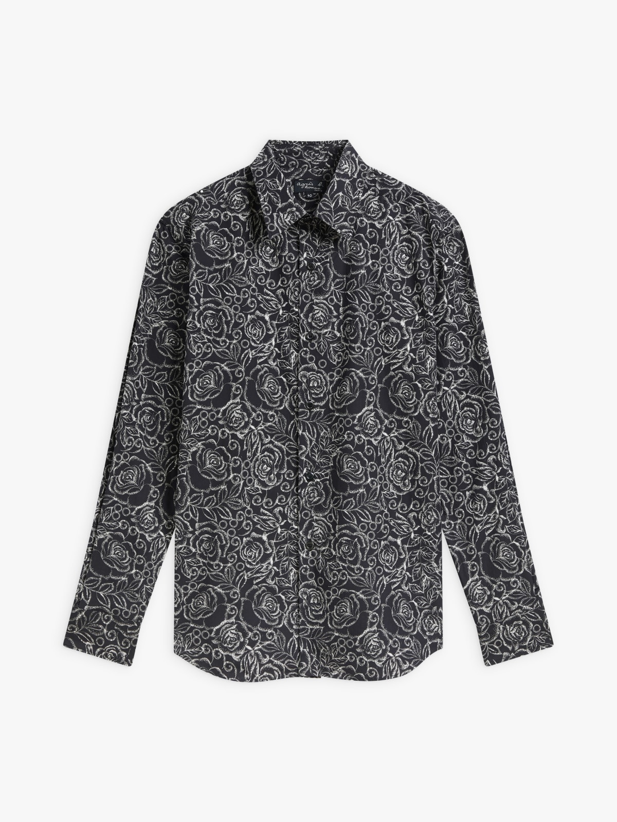 black cotton floral print Thomas shirt