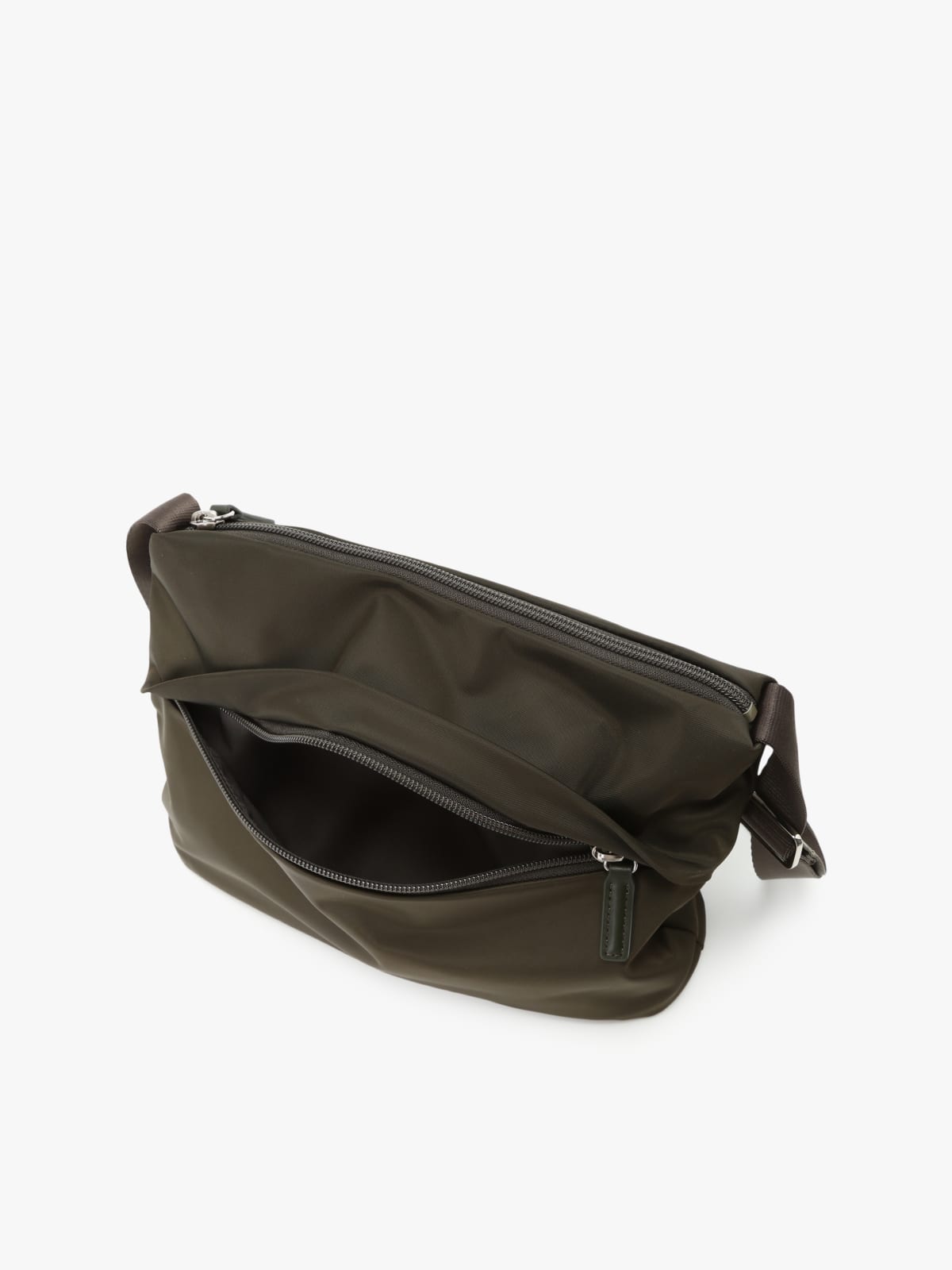 green nylon zipped shoulder bag image number 4