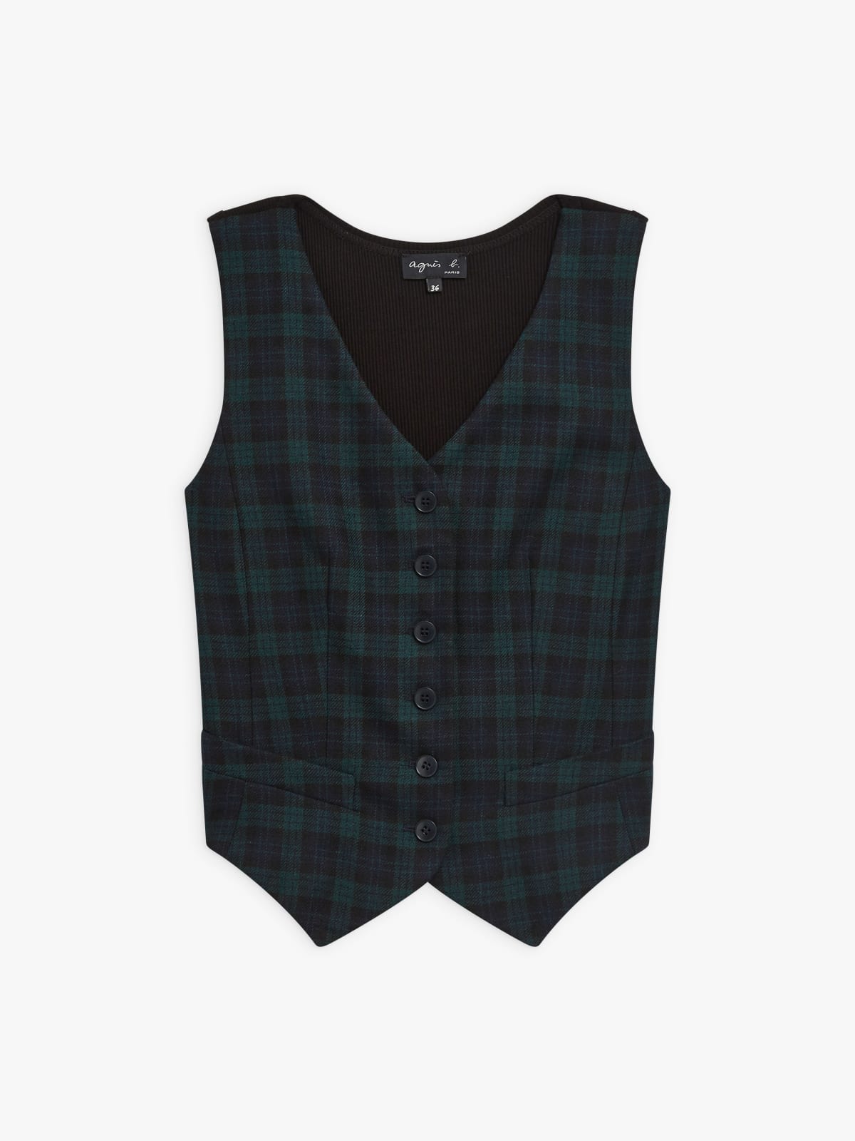 green wool checked Vivian vest