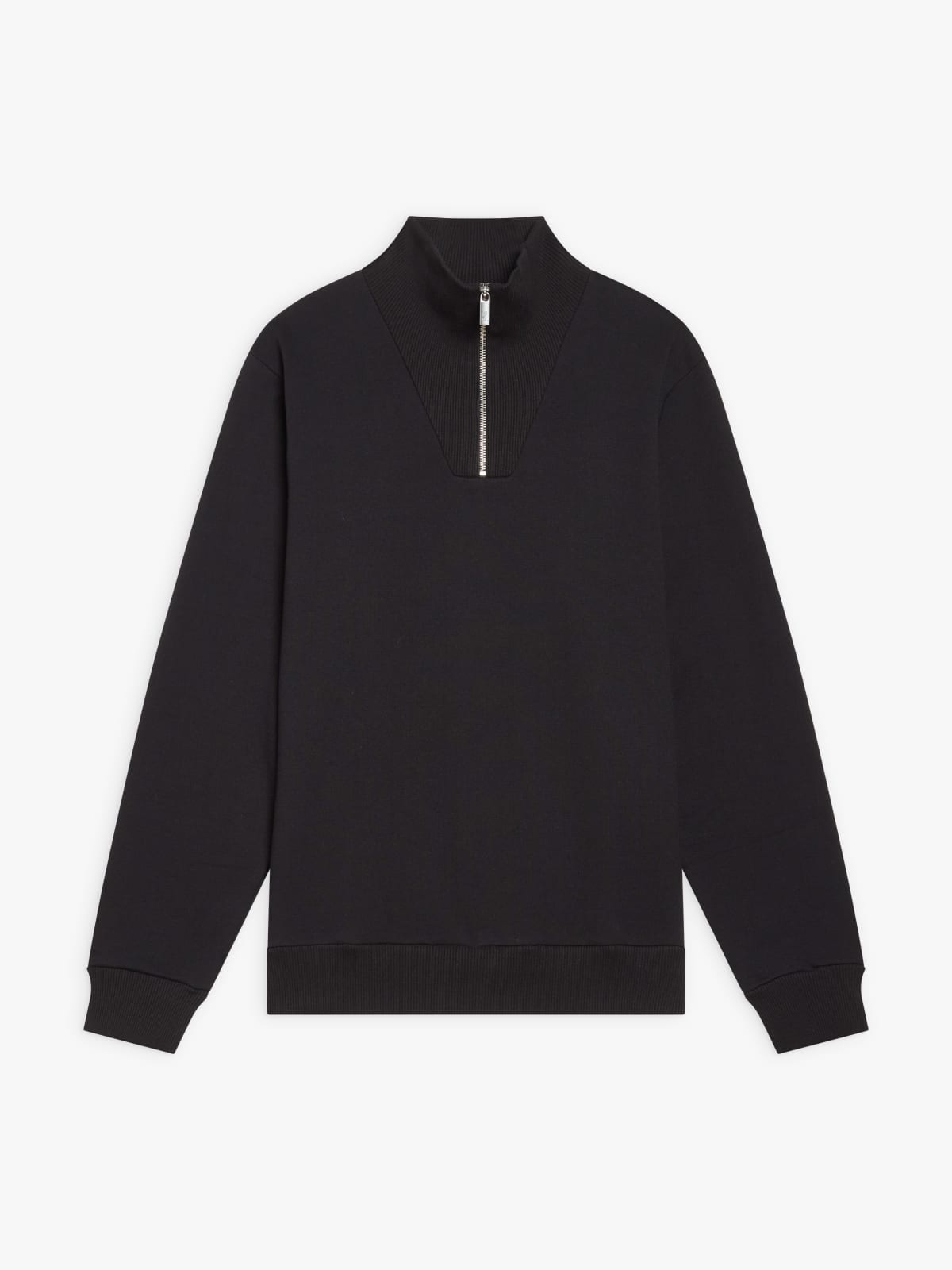 black cotton fleece Zip sweatshirt