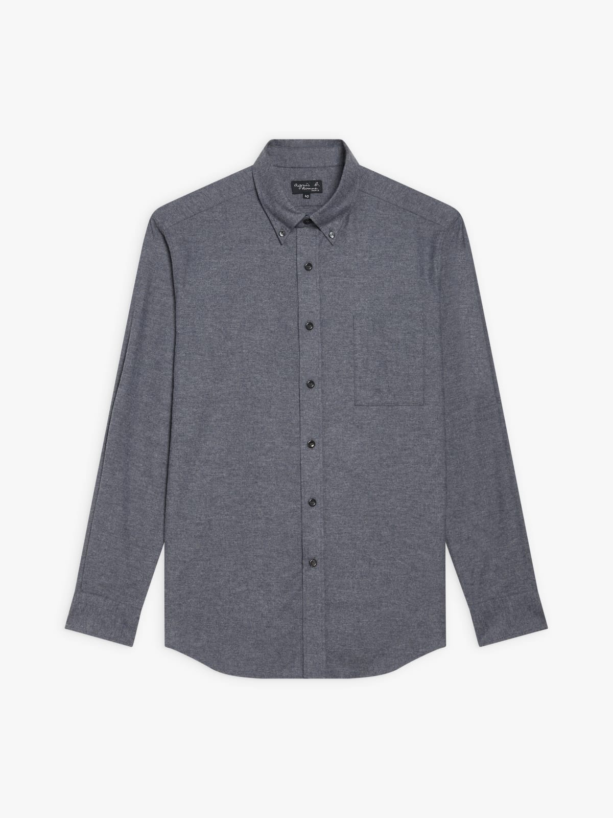 chemise Barak en fanelle de coton gris moineau 