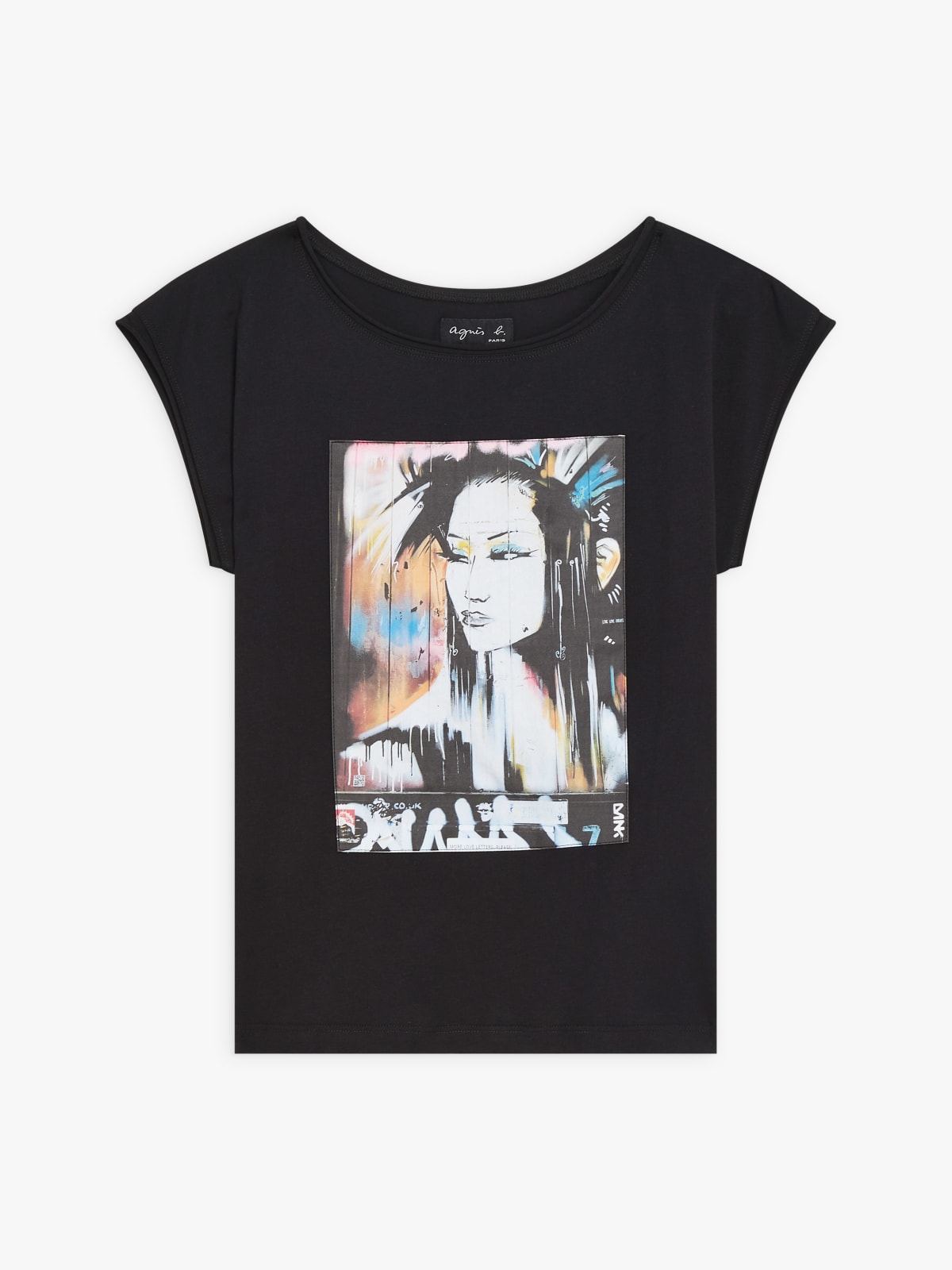 t-shirt noir Fragile en jersey de coton artiste Dan Kitchener 