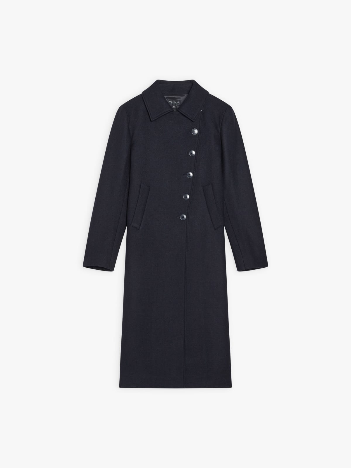 manteau en sergé de laine bleu nuit