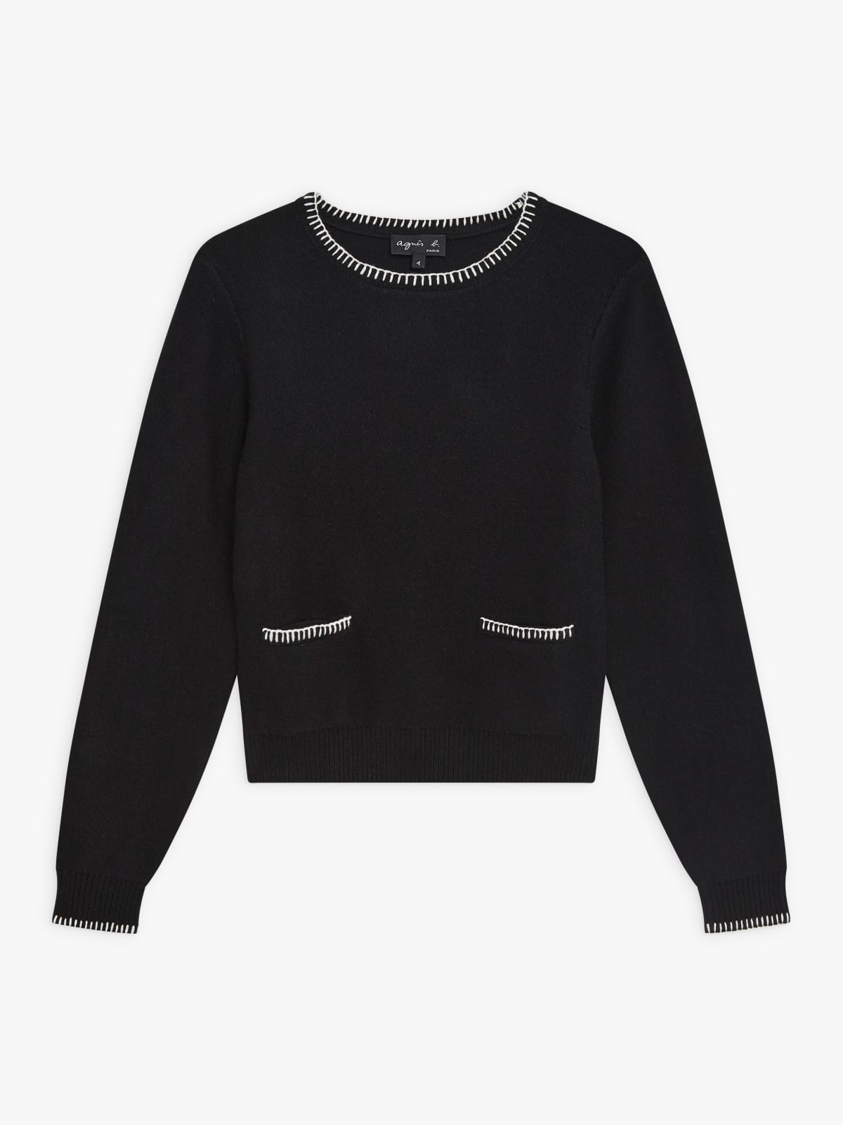 black merino wool jersey Feston jumper