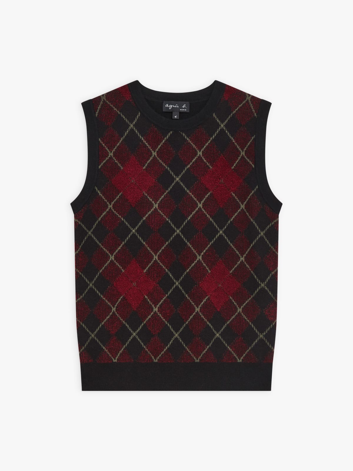 red wool jacquard Dublin jumper