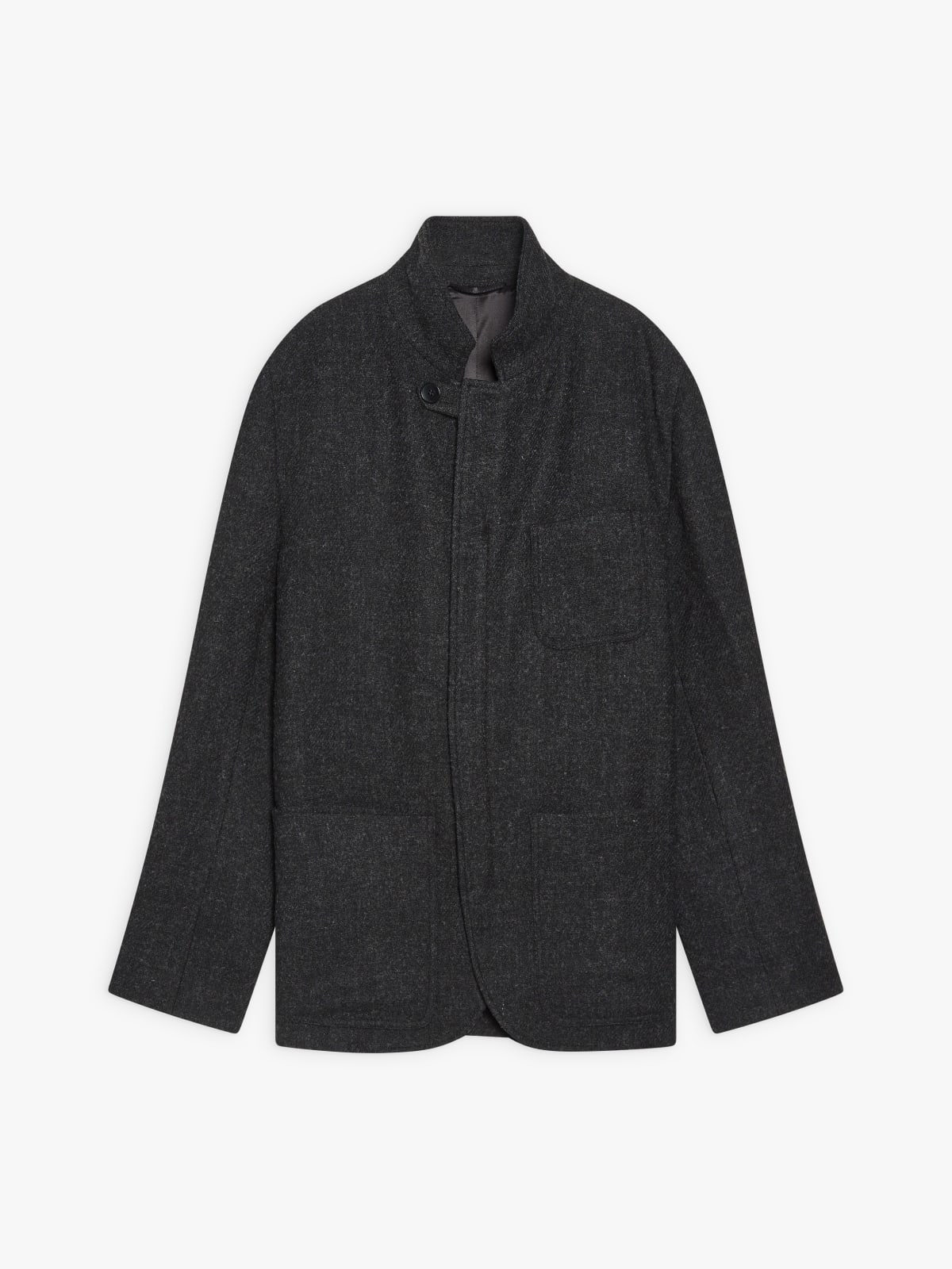 grey shetland wool zipped jacket