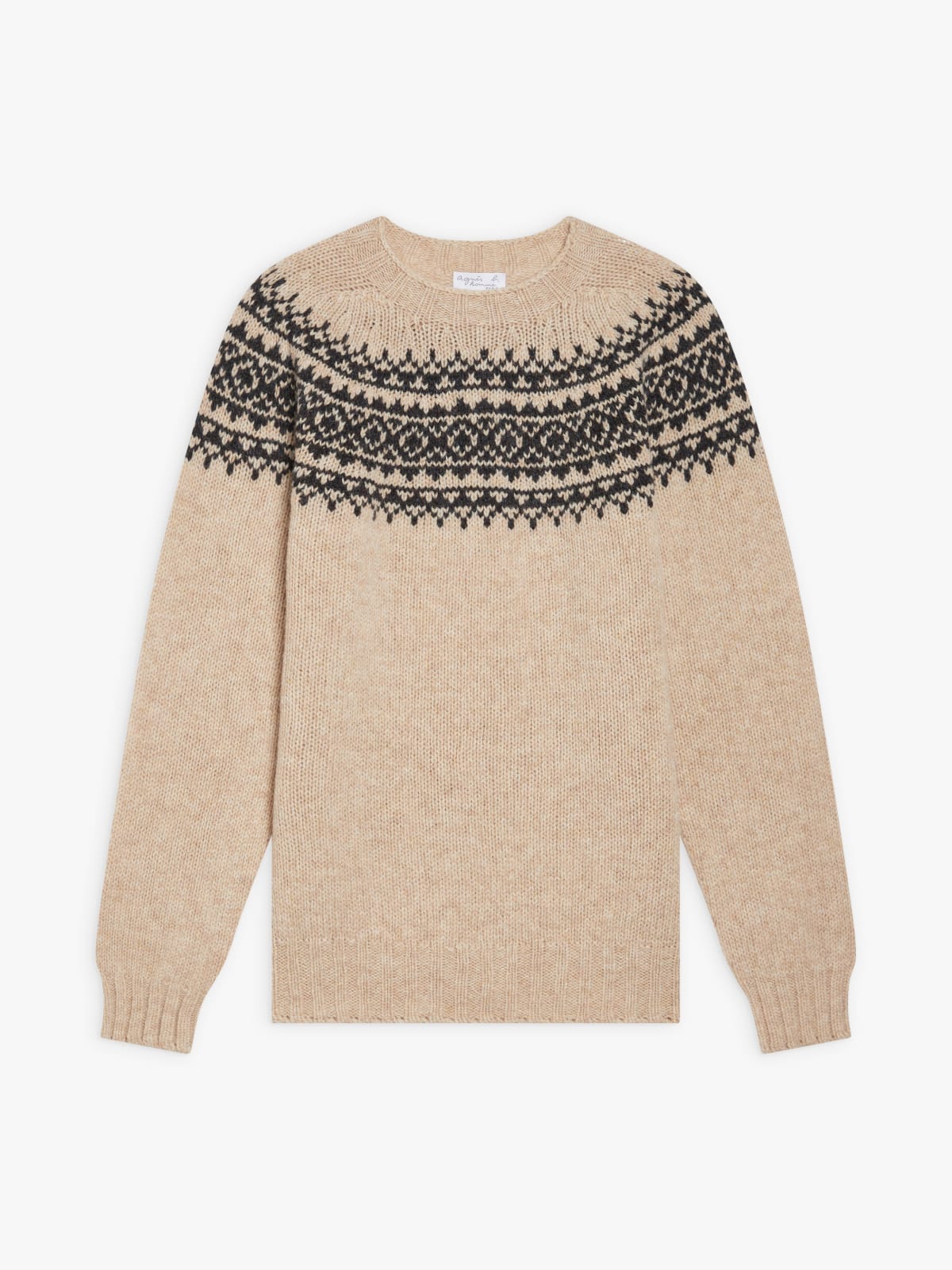 brown wool jacquard Scotland jumper