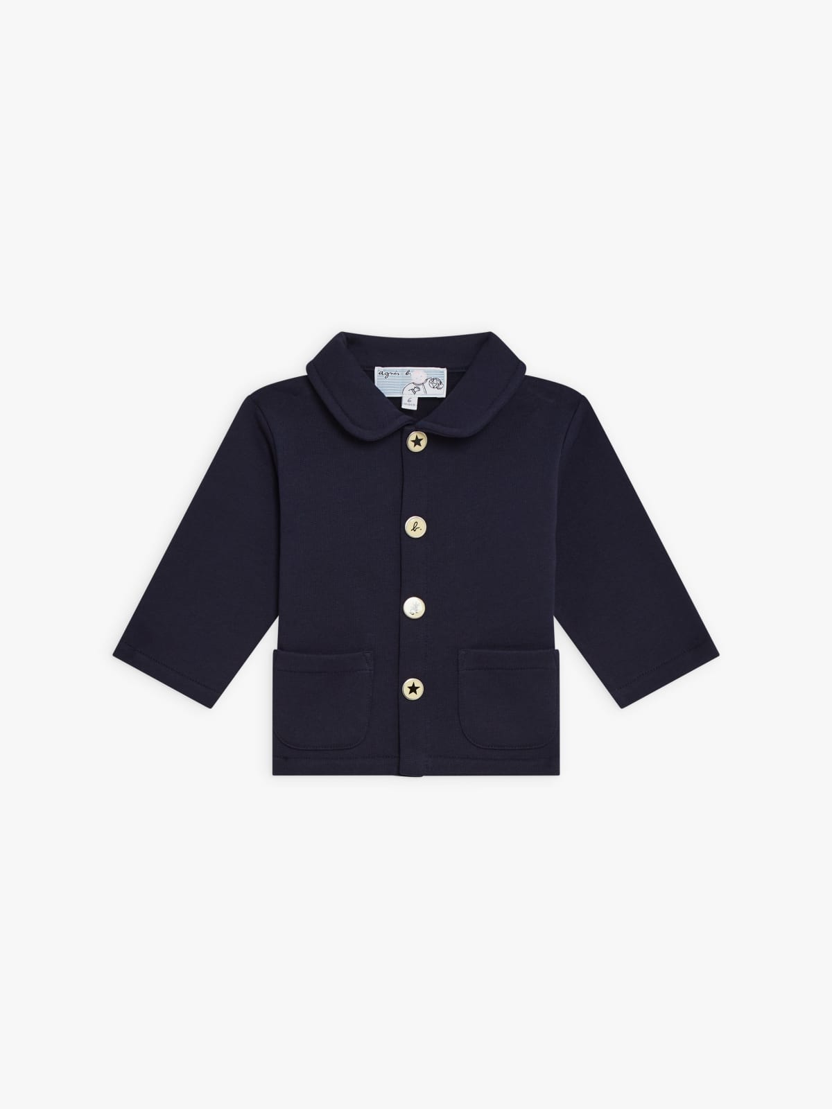 veste Mandarin en molleton de coton bleu nuit