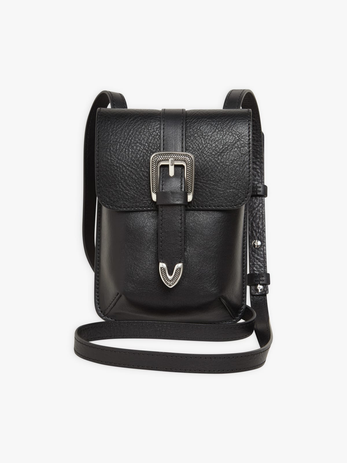 sac étui Western en cuir grainé noir