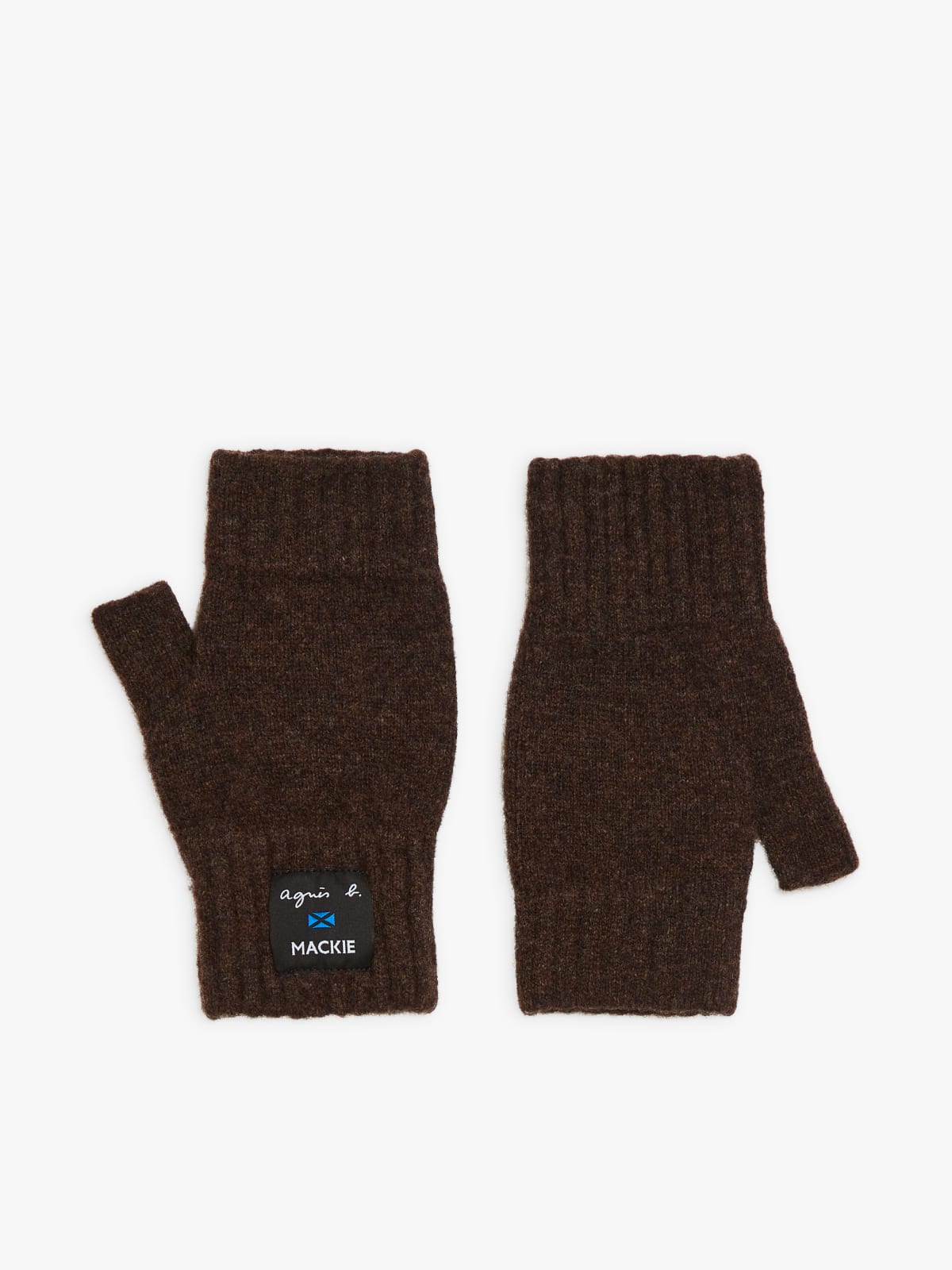 brown wool Edouard fingerless gloves