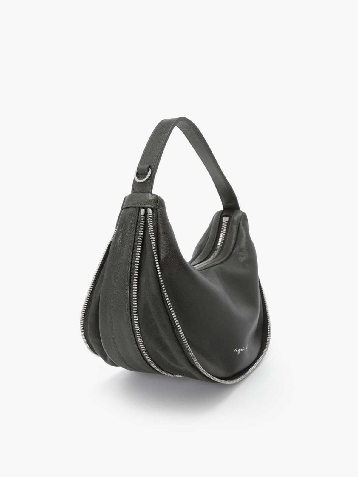 green oval leather handbag image number 3