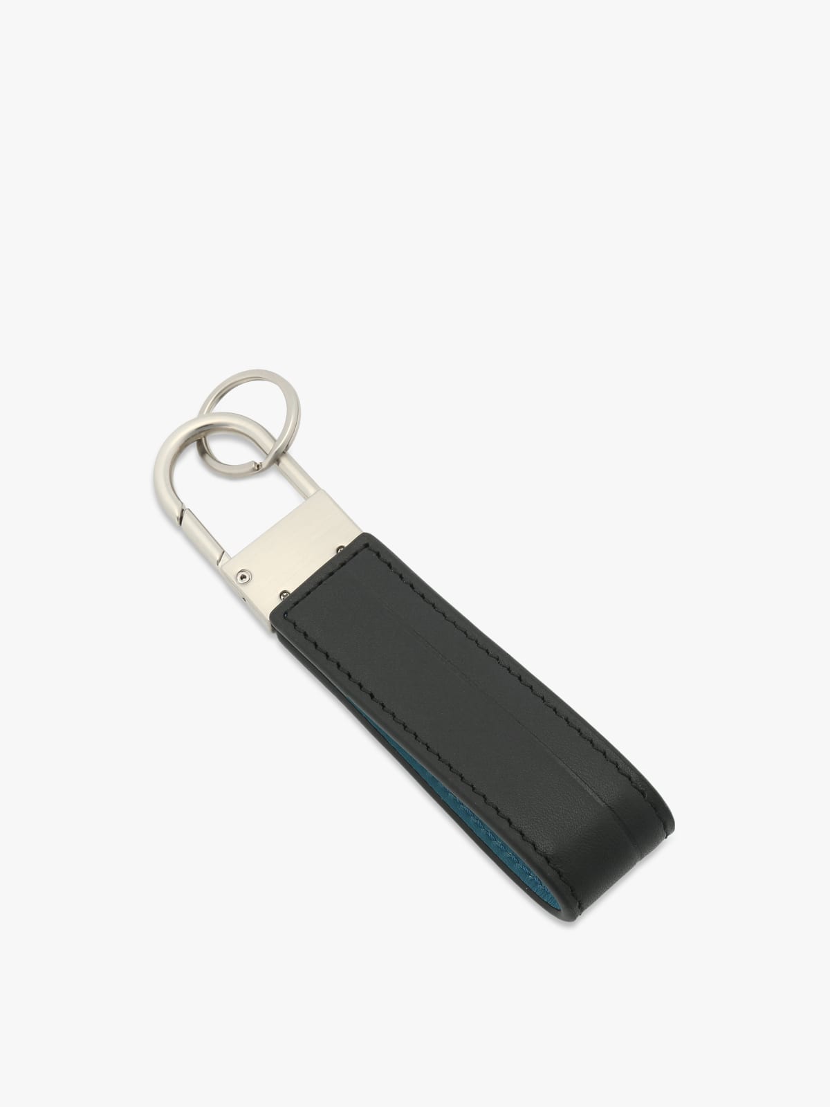 black and blue leather keyring