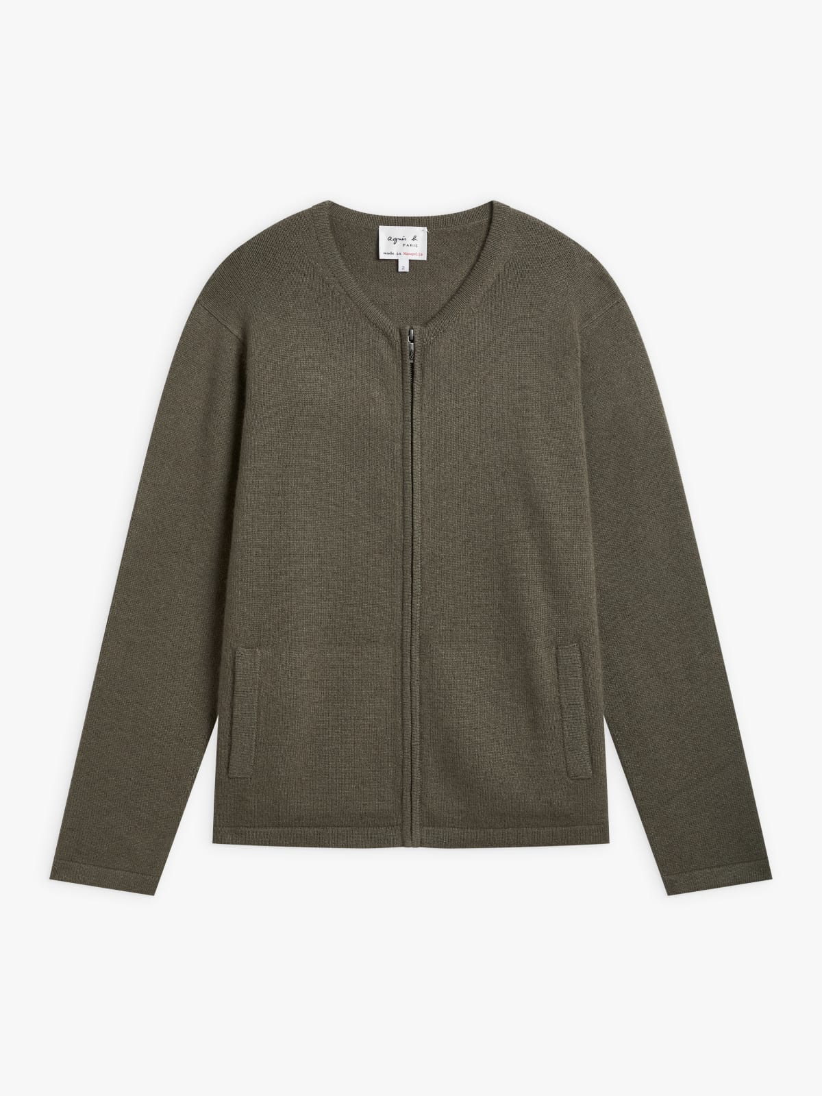 cardigan Zip en cachemire vert jeep 