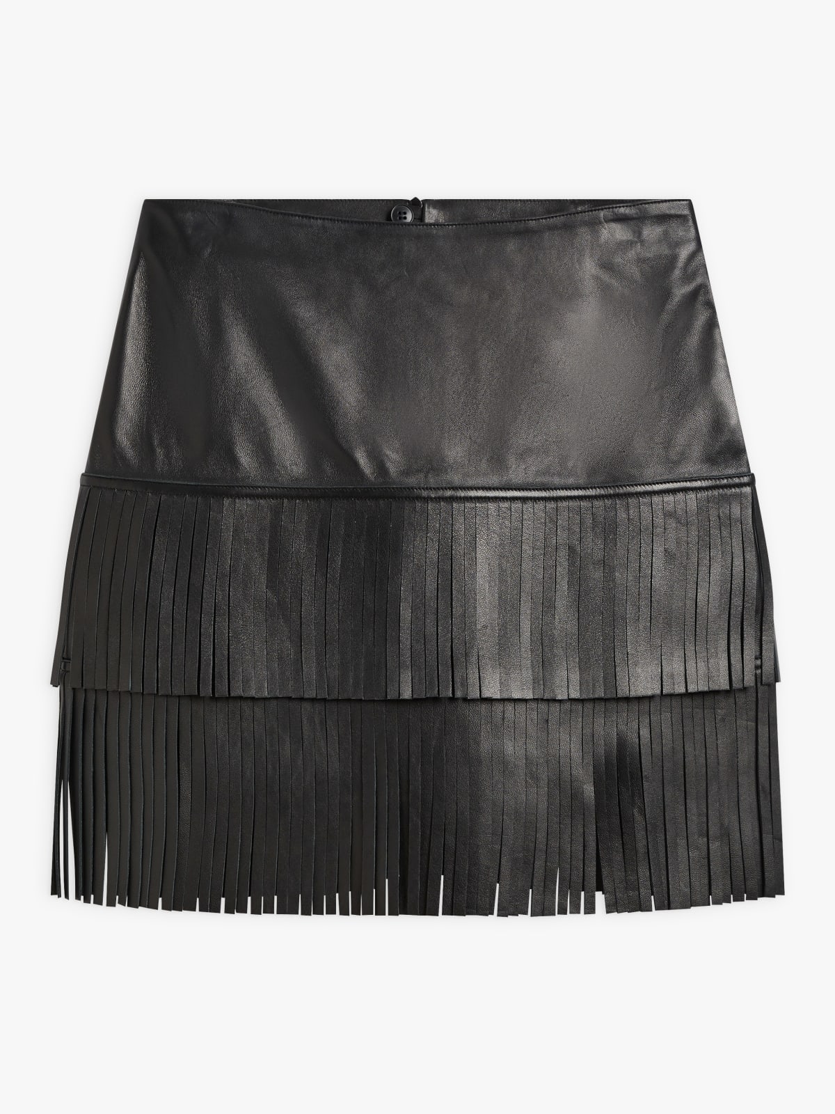 black leather Frange skirt 