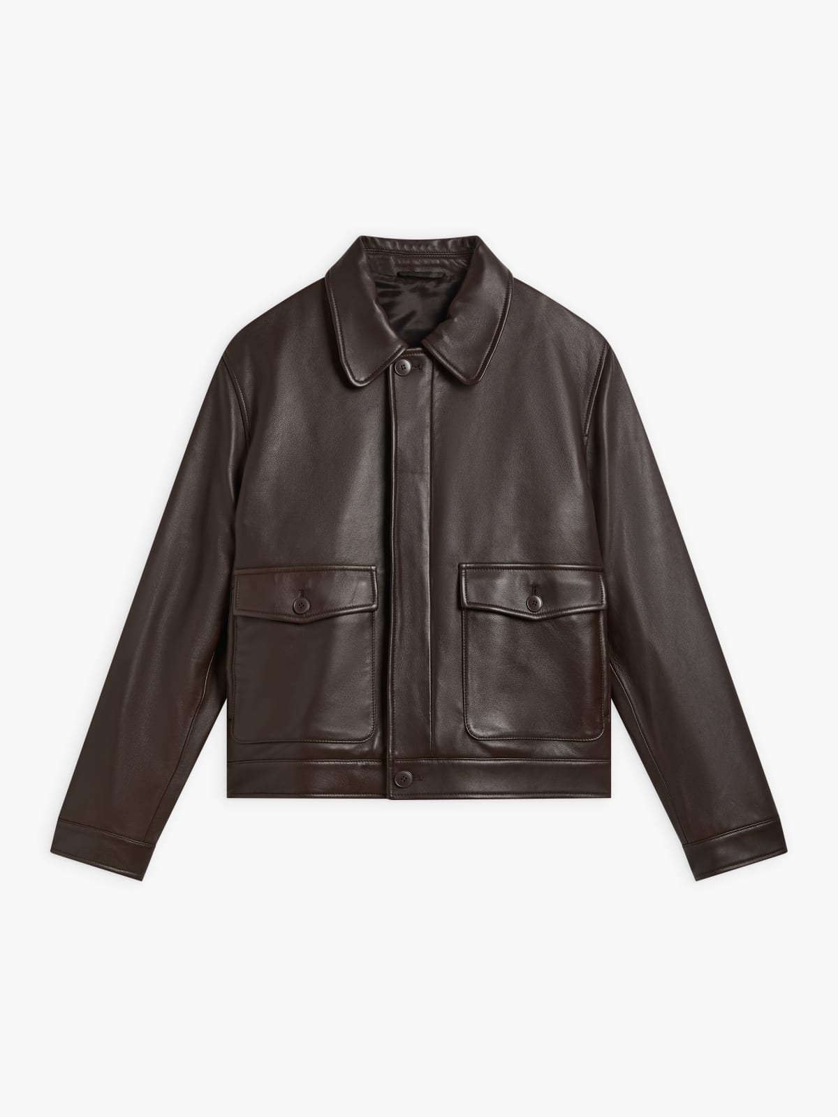 blouson en cuir marron