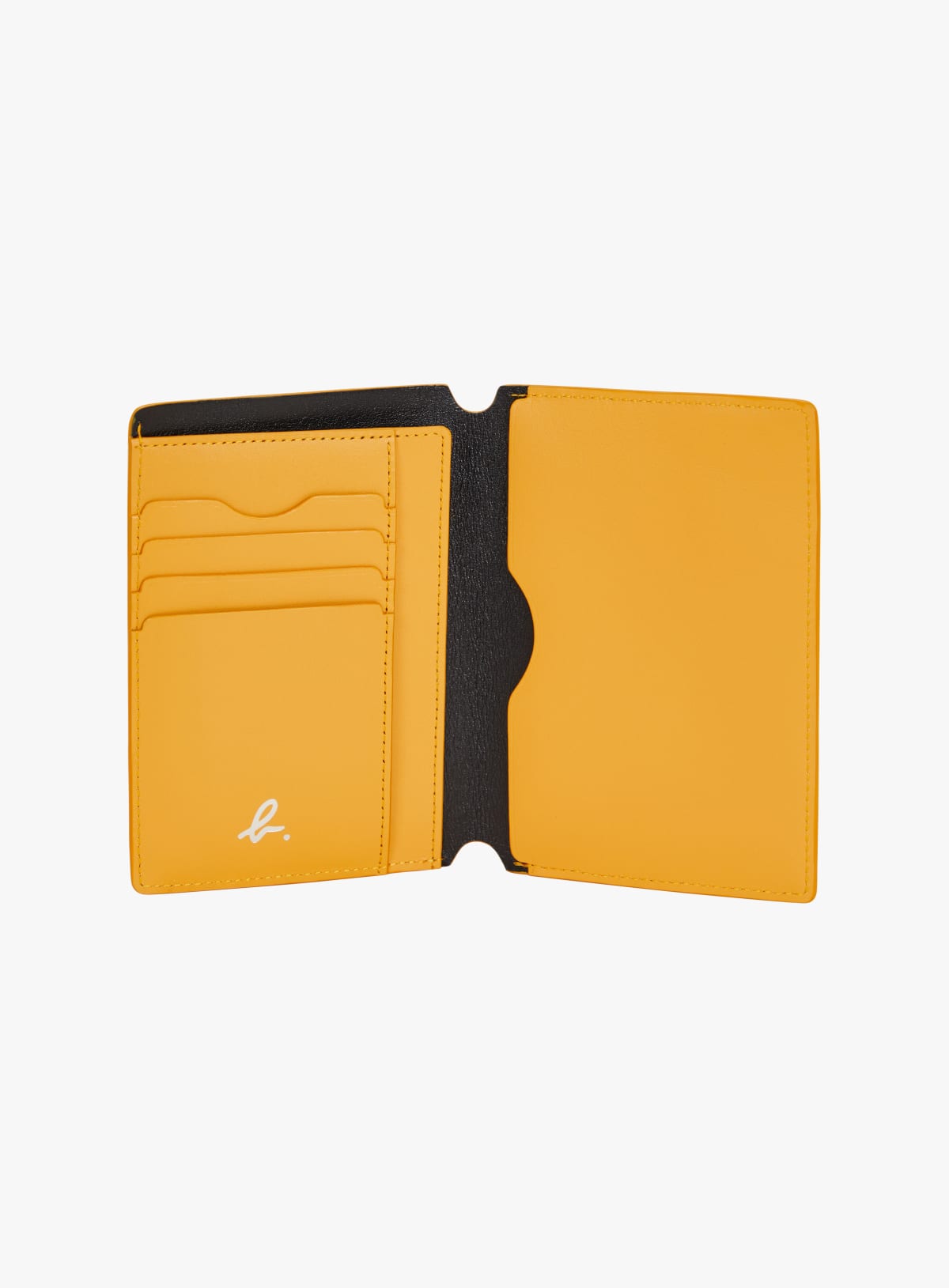black and yellow two-tone leather card case image number 2