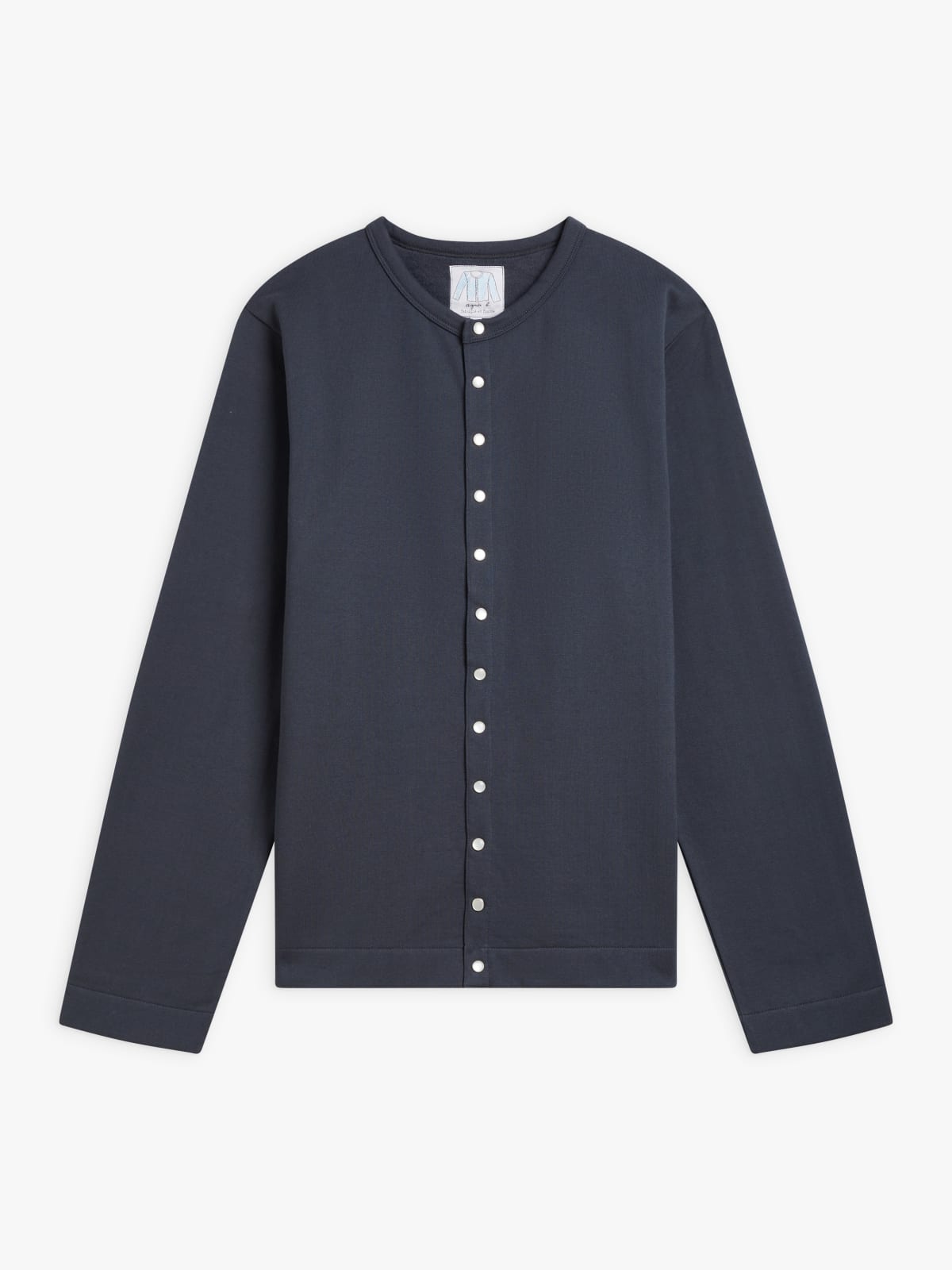 grey cotton fleece snap cardigan grey cotton fleece snap cardigan