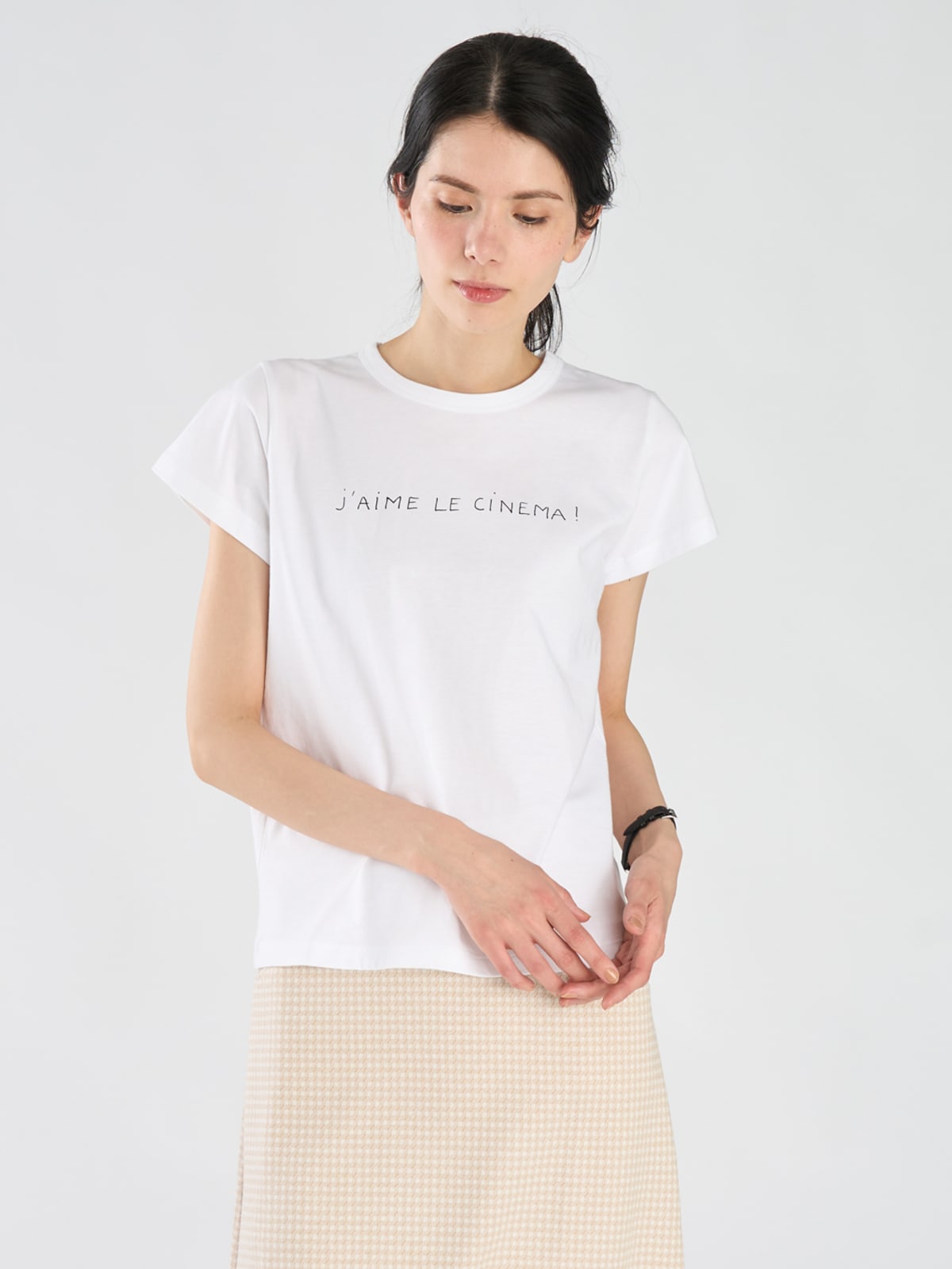 t-shirt Brando en jersey de coton s&eacute;rigraphie  "J'aime le cinema" blanc