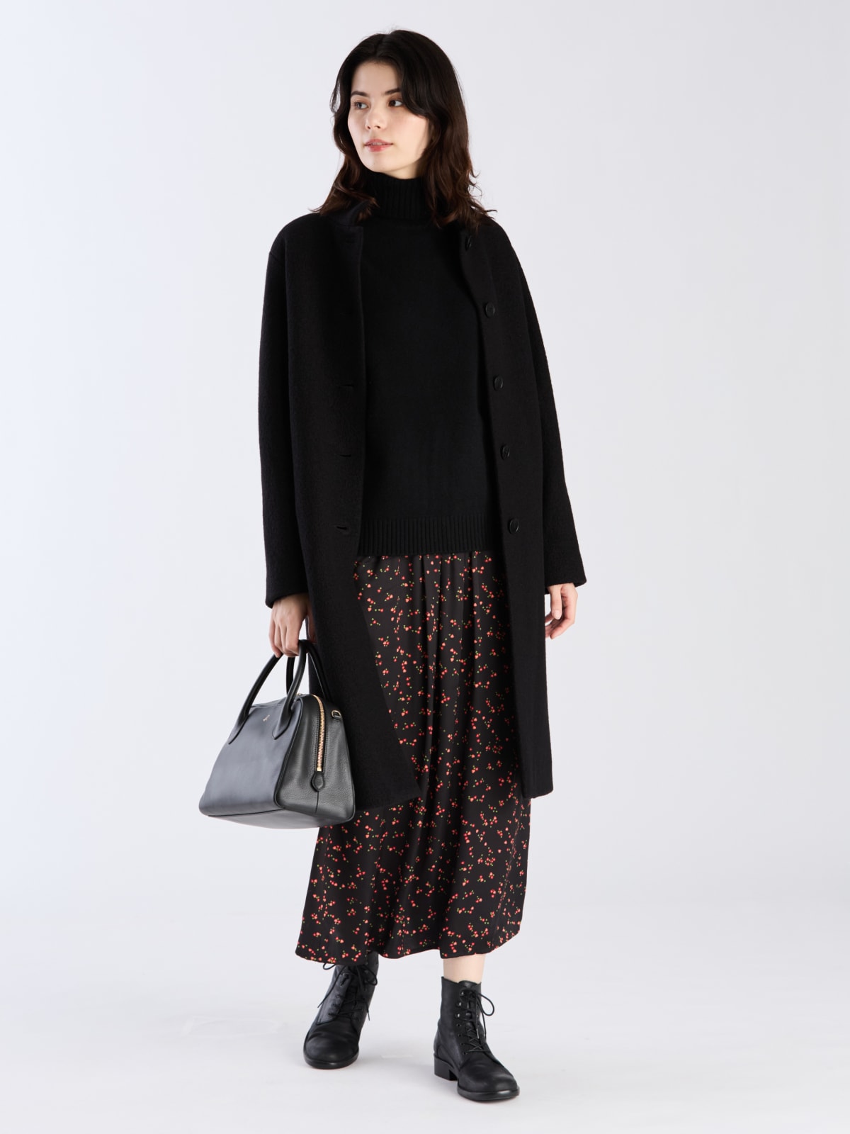 black wool Aimée coat