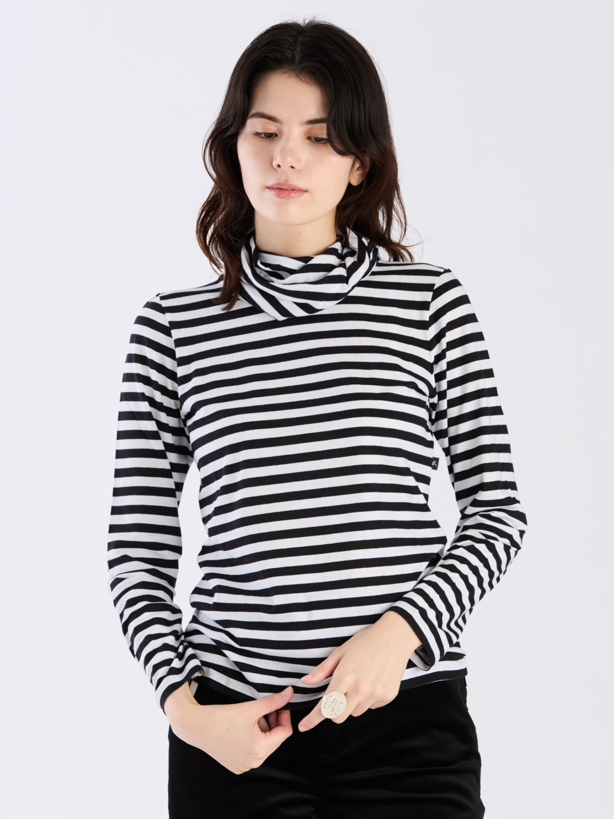 t-shirt Transformable en coton à rayures noir et blanc