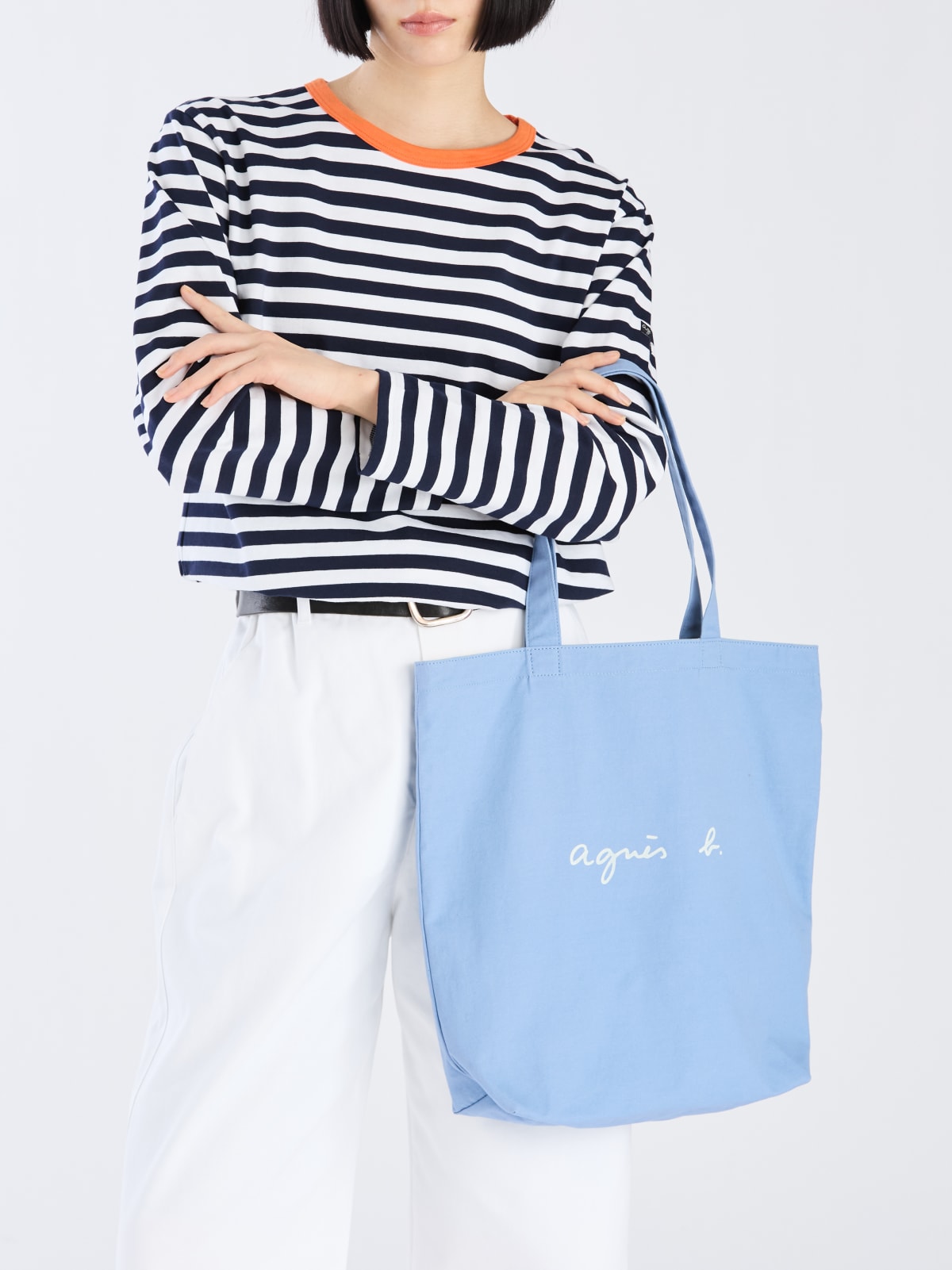 light blue reversible cotton tote bag