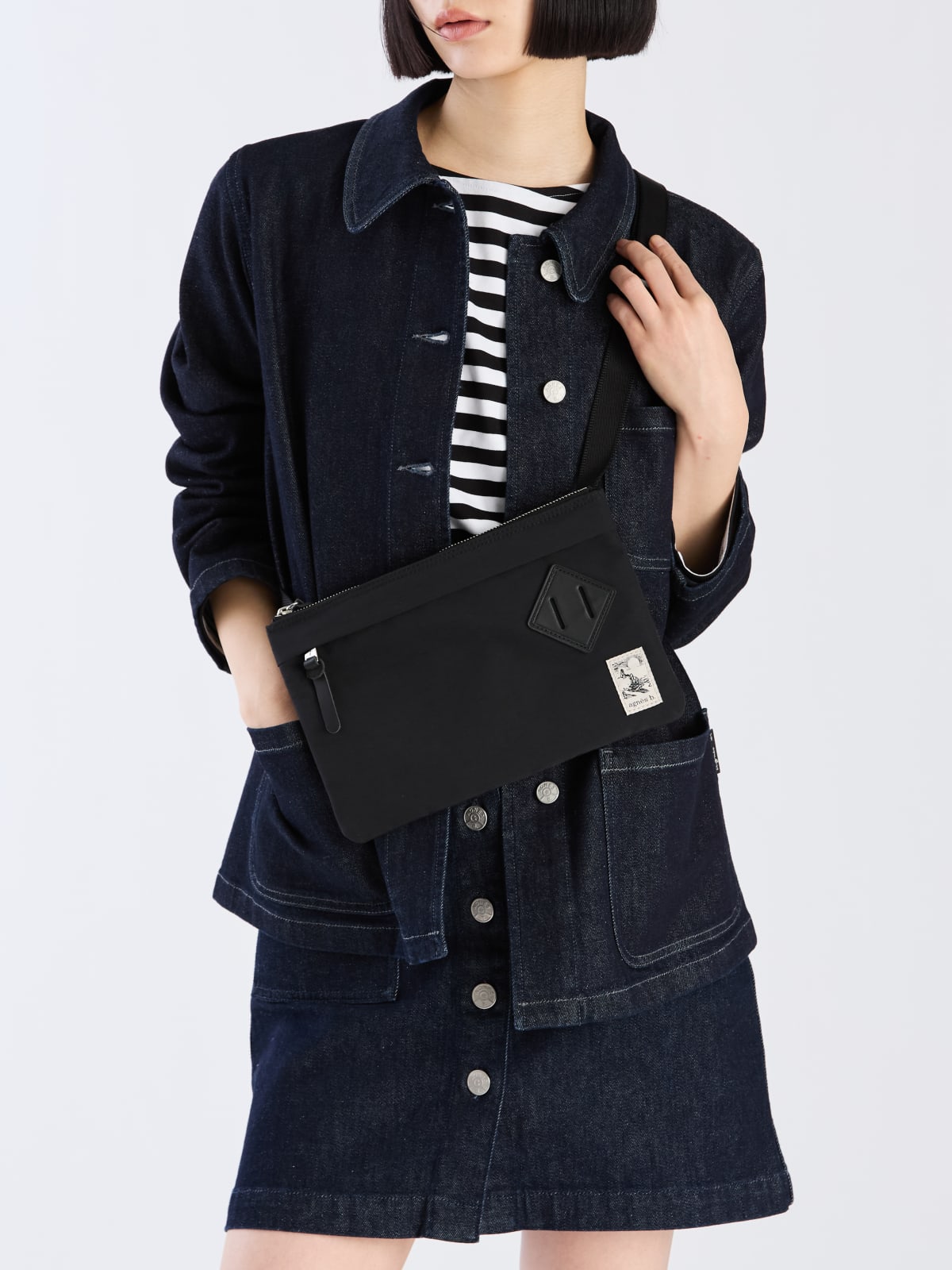 black cotton shoulder bag
