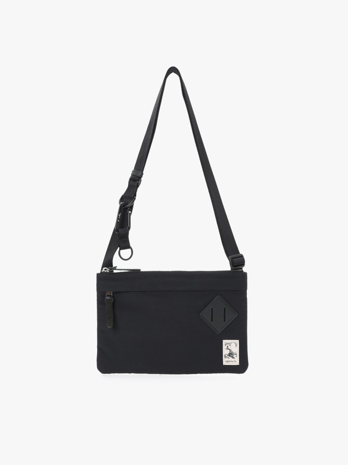 【agnes b.】\"00's messenger bag\" black Mael messenger bag in cotton canvas and leather