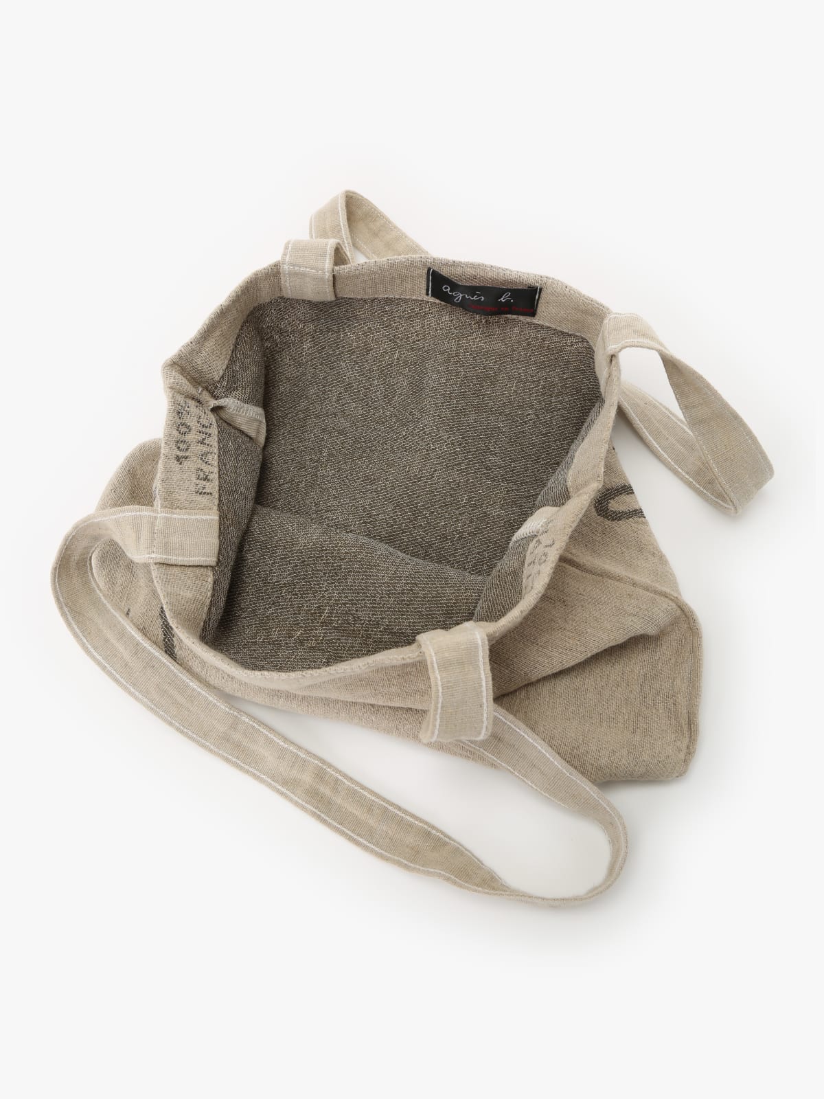 linen and cotton Charlie tote bag with grey logo image number 3
