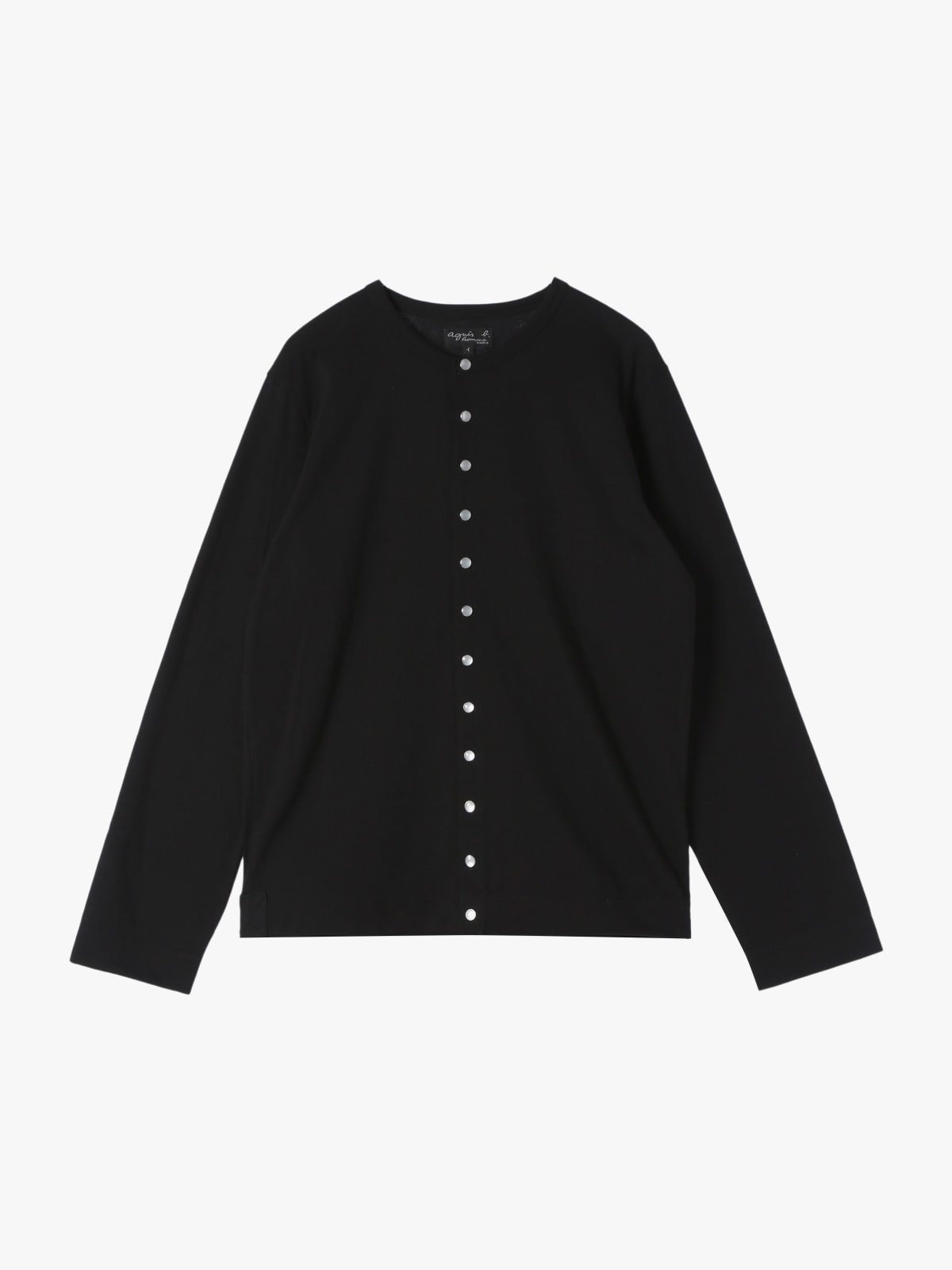 black snap cardigan in cotton jersey