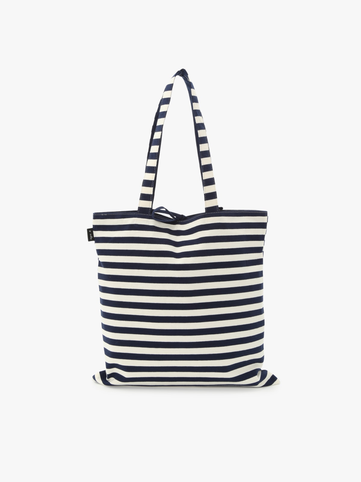 tote bag en coton réversible à rayures blanc cassé et bleu image number 2