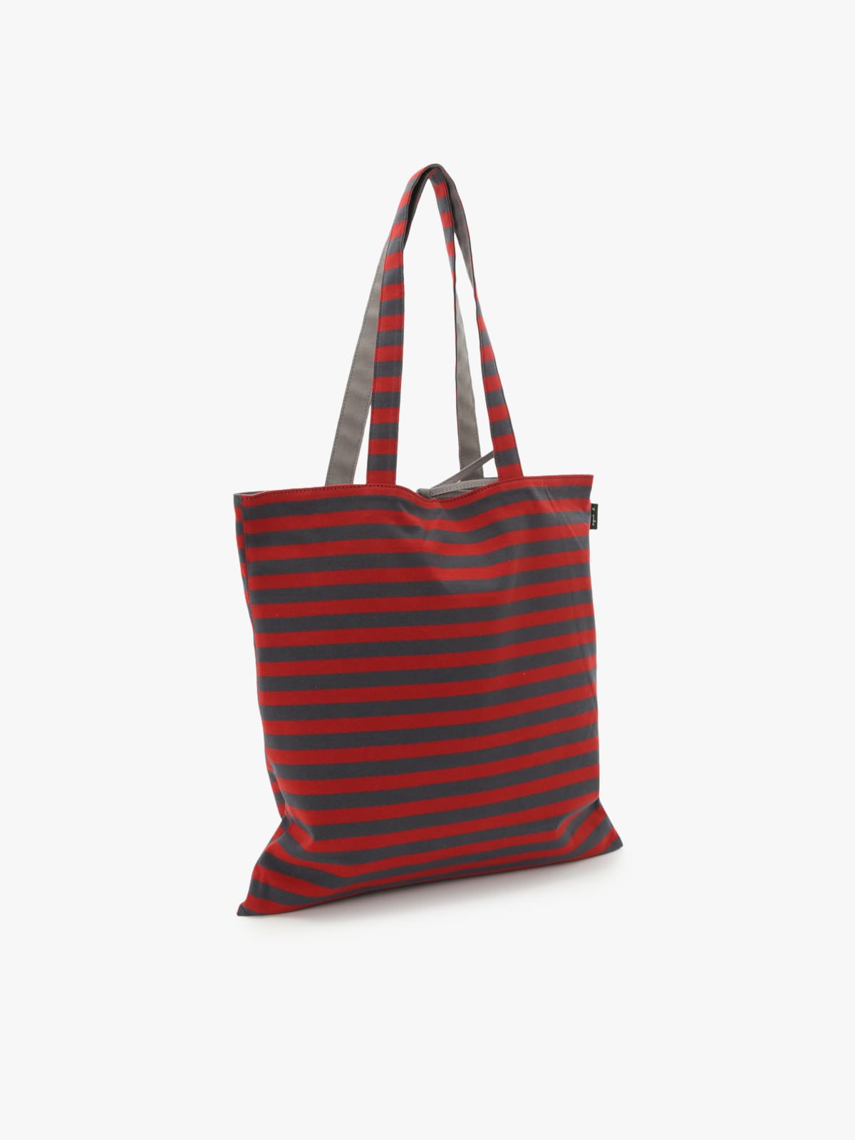 red and gray striped cotton bag