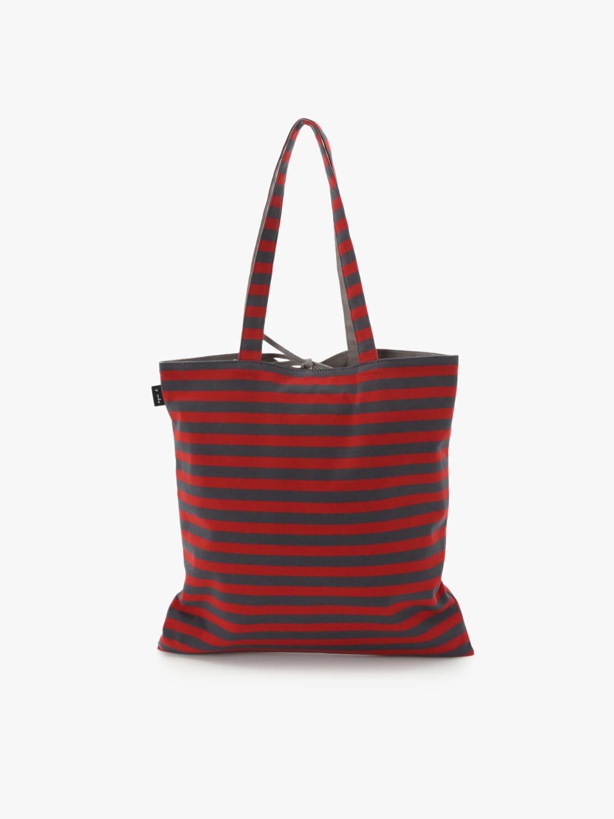 tote bag en coton réversible à rayures rouge et gris image number 2