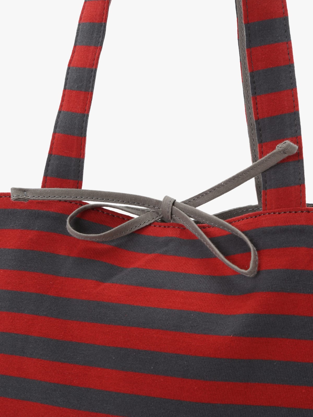 tote bag en coton réversible à rayures rouge et gris image number 4