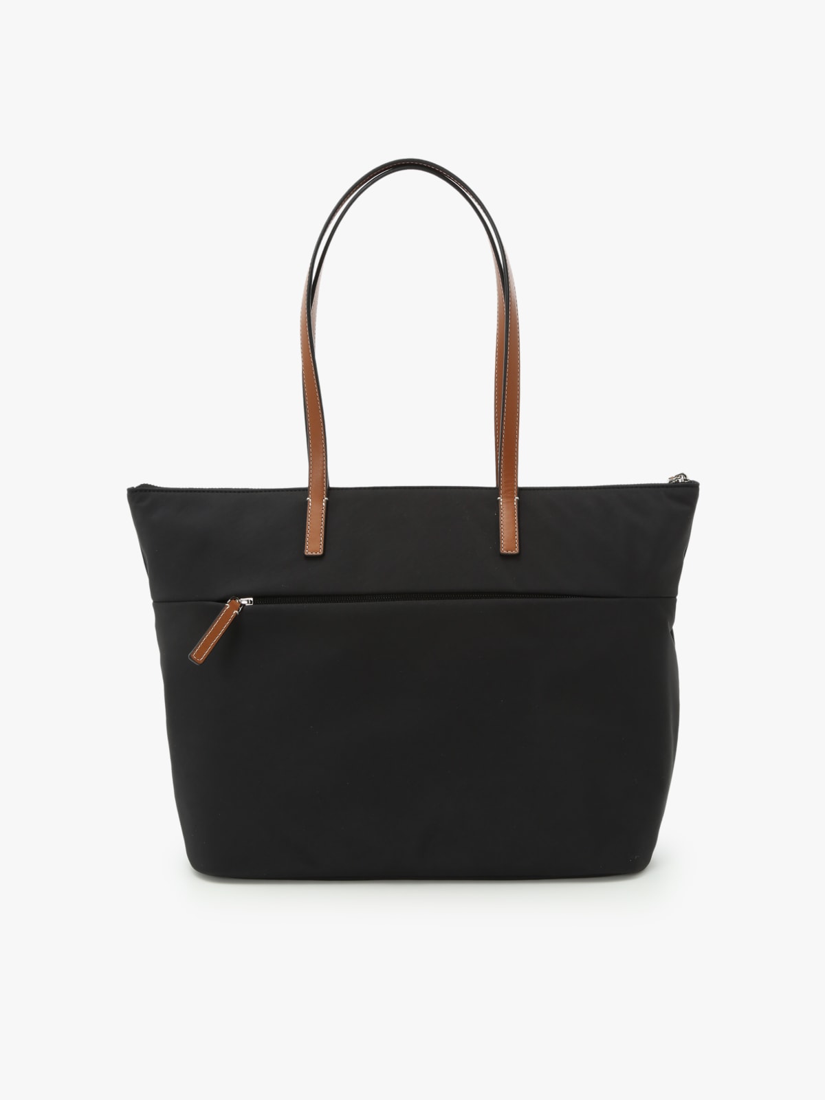 tote bag en nylon noir avec anses marrons image number 2