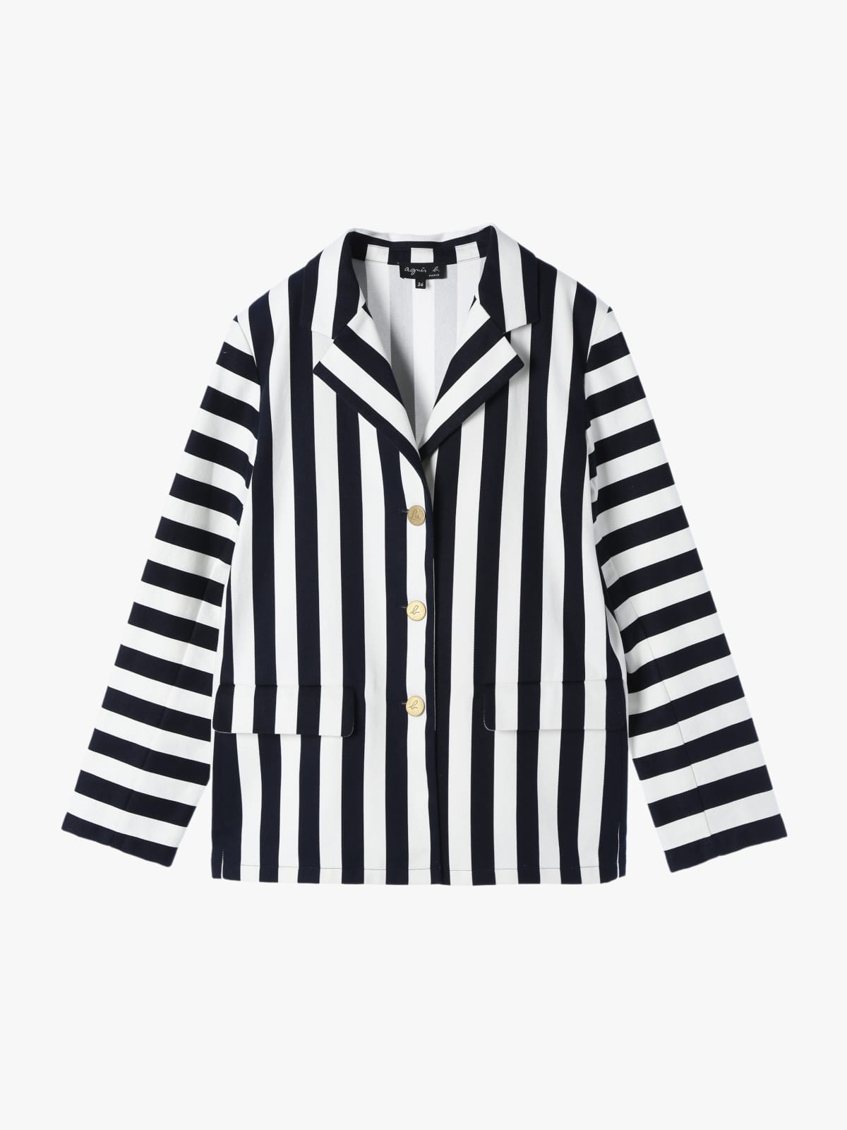 agnes b. - N362/美品 agnes b ジャケット 総柄 ドット ストライプ 光沢 38 agnes b. - N362/美品 agnes b ジャケット 総柄 ドット