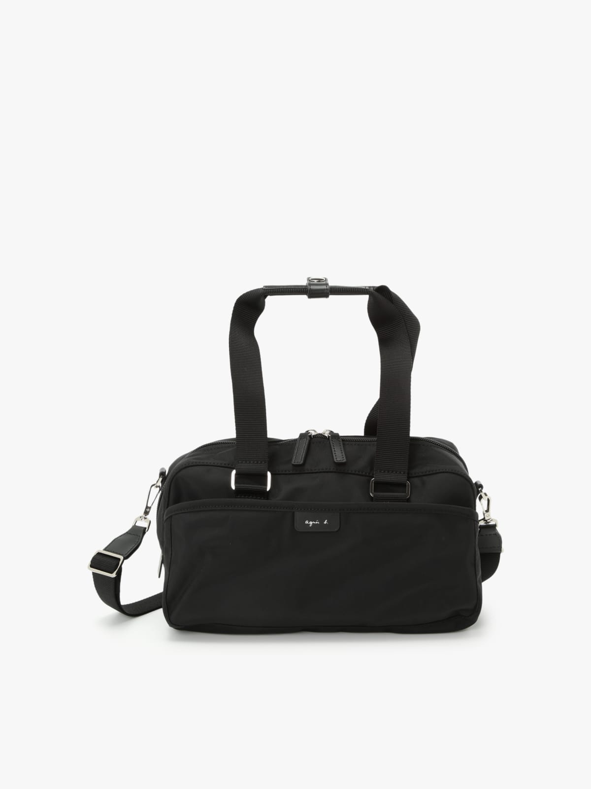 black nylon Boston bag