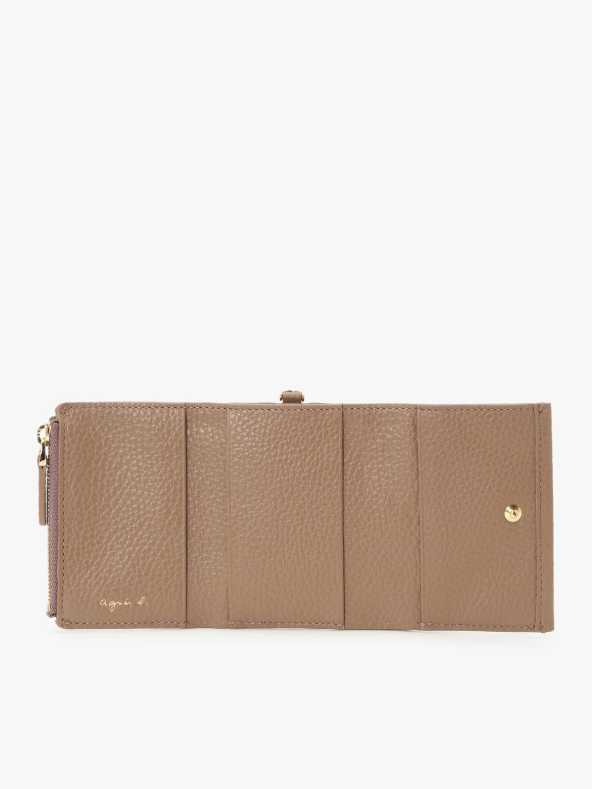 taupe leather wallet image number 3