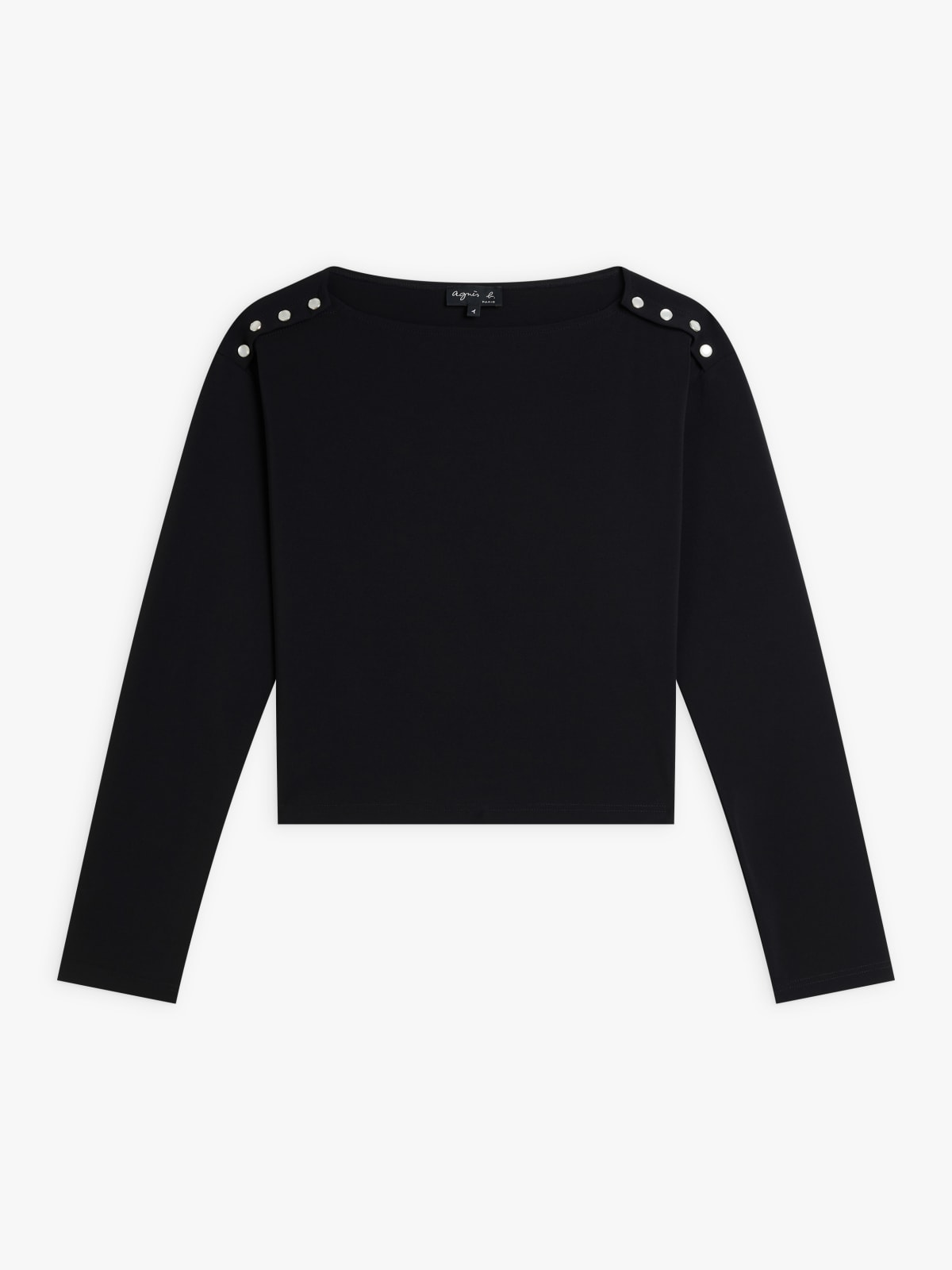 black polyamide crêpe Louve t-shirt