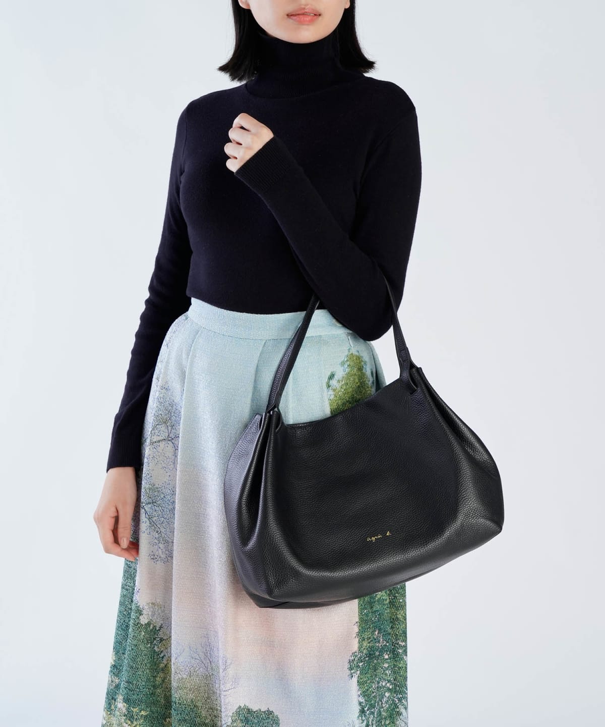 black cowhide leather bag