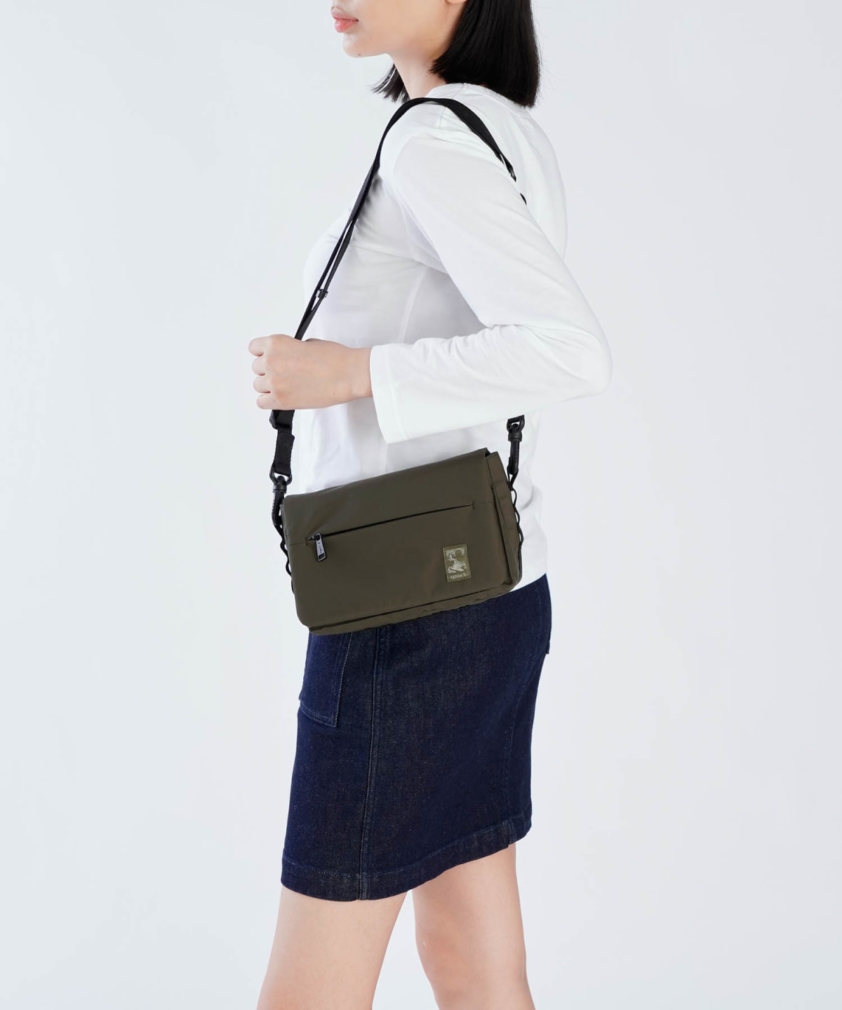 green nylon shoulder bag