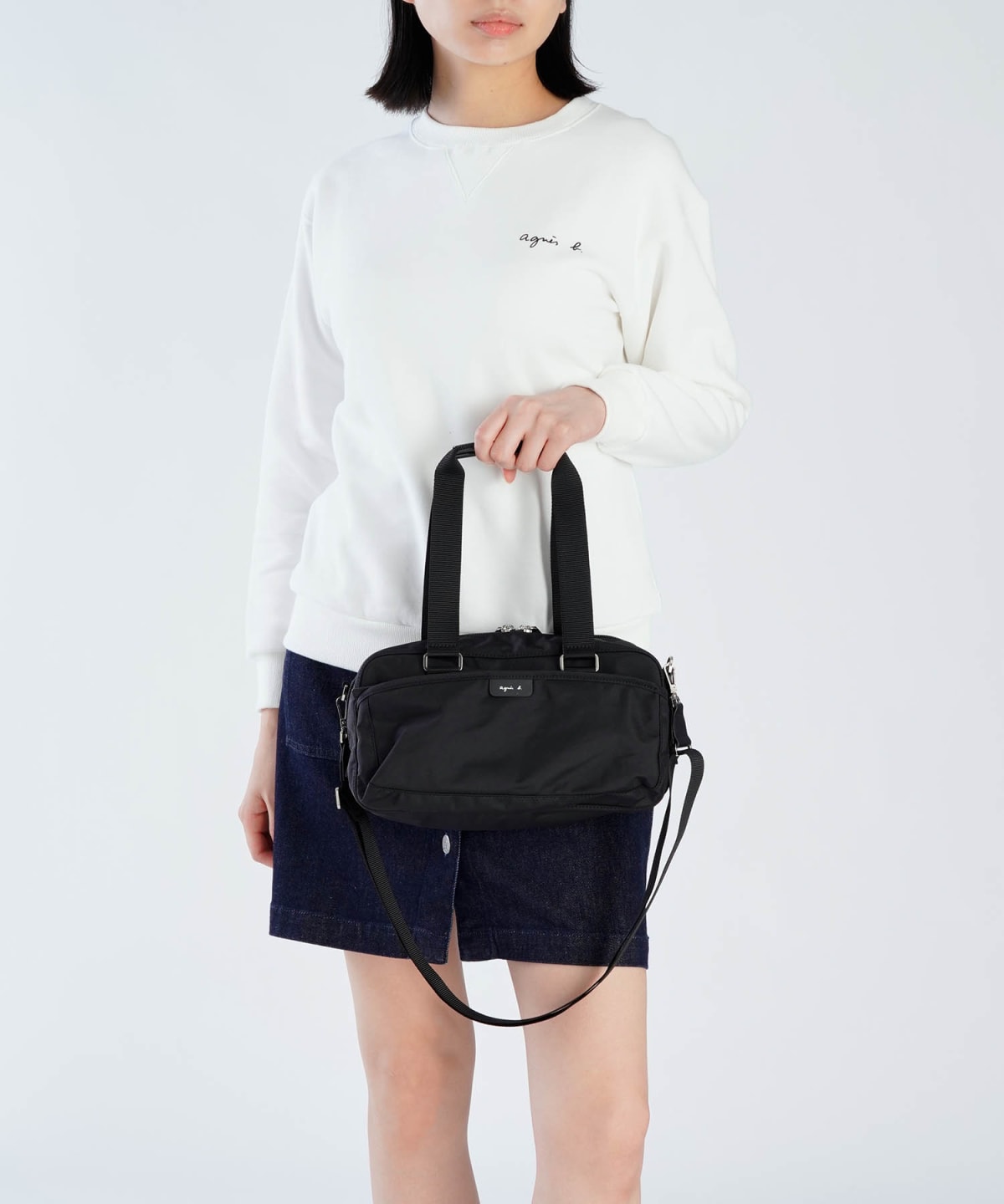 black nylon Boston bag