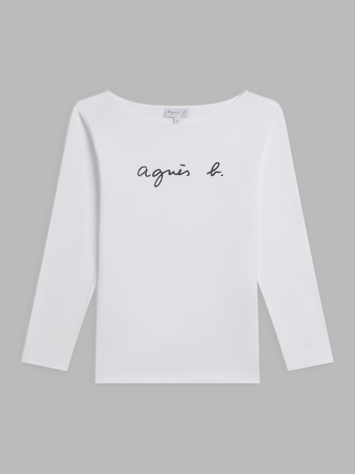 t-shirt New Bow Manches Longues en coton sérigraphié "agnès b." blanc