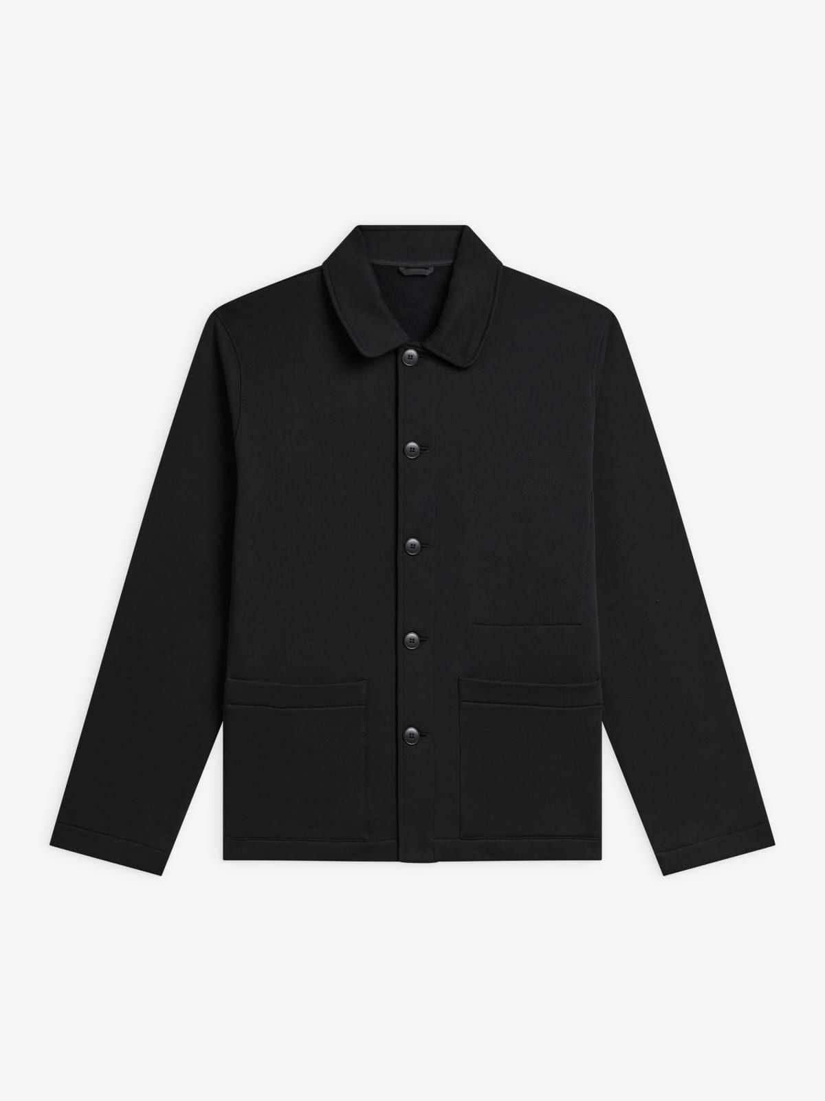 black cotton fleece Mandarin jacket
