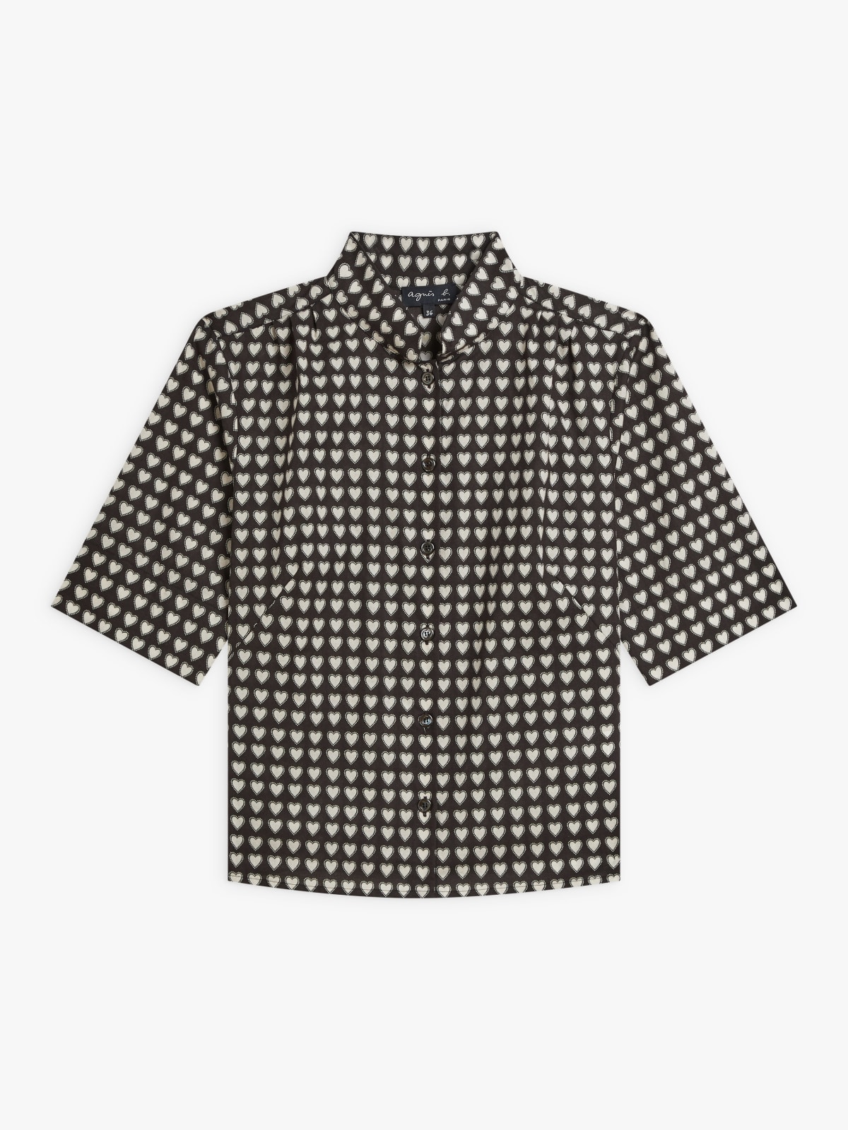 black cotton Heart print Ginette shirt